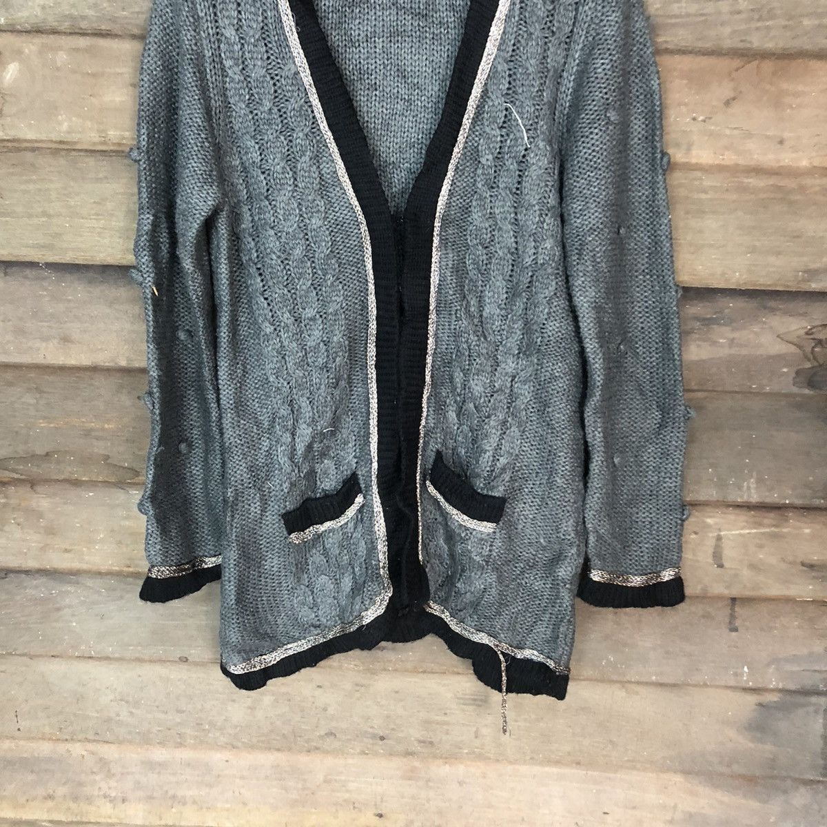 Vintage Free Shop japan knitwear Grey Cardigan #6861 Size US M / EU 48-50 / 2 - 3 Thumbnail
