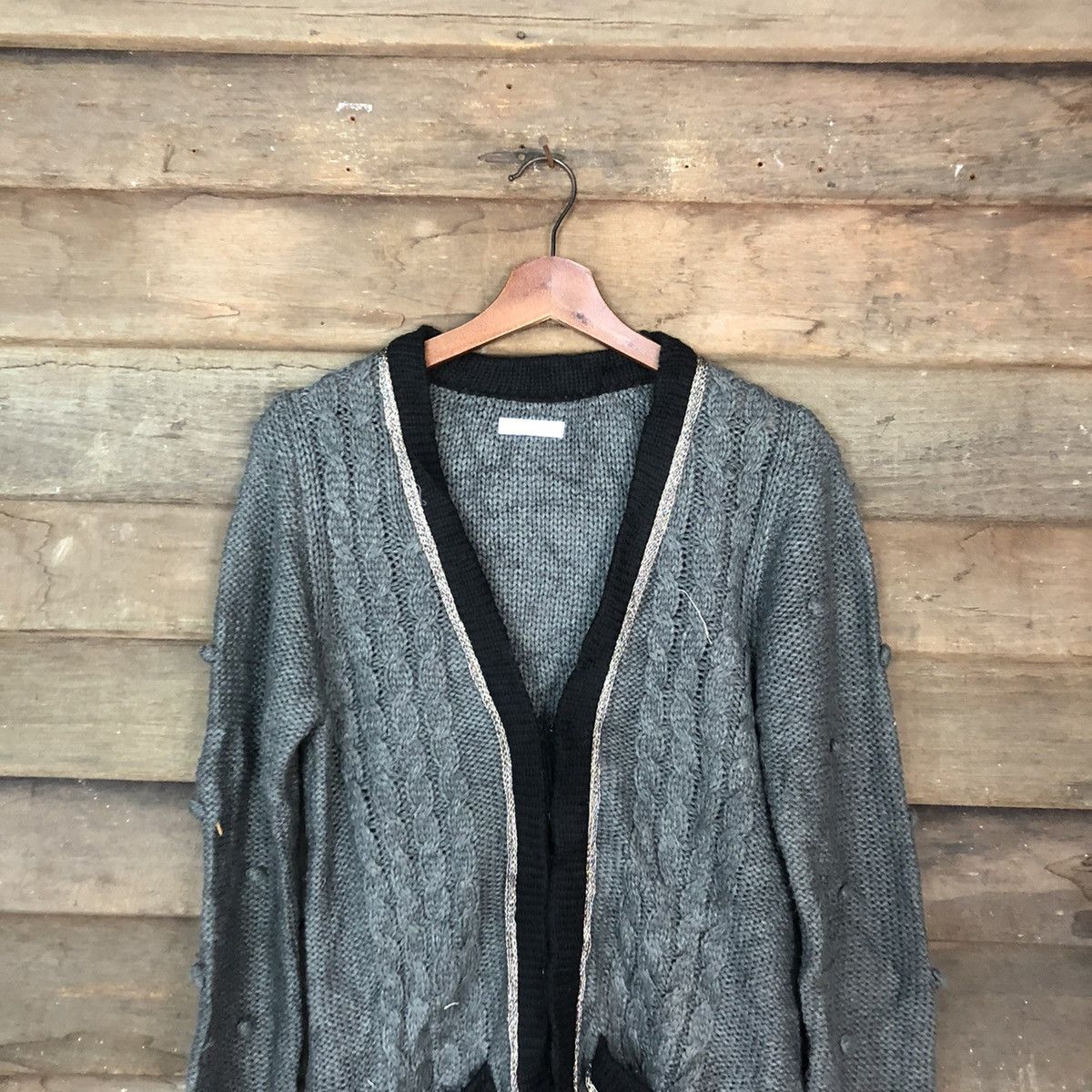 Vintage Free Shop japan knitwear Grey Cardigan #6861 Size US M / EU 48-50 / 2 - 2 Thumbnail