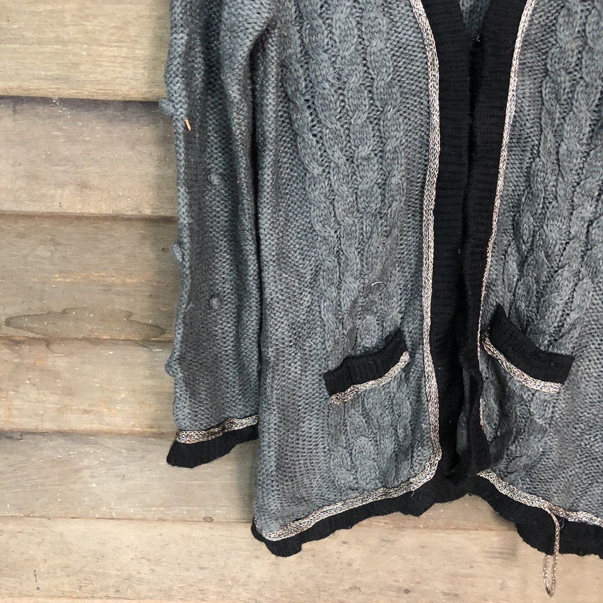 Vintage Free Shop japan knitwear Grey Cardigan #6861 Size US M / EU 48-50 / 2 - 4 Thumbnail
