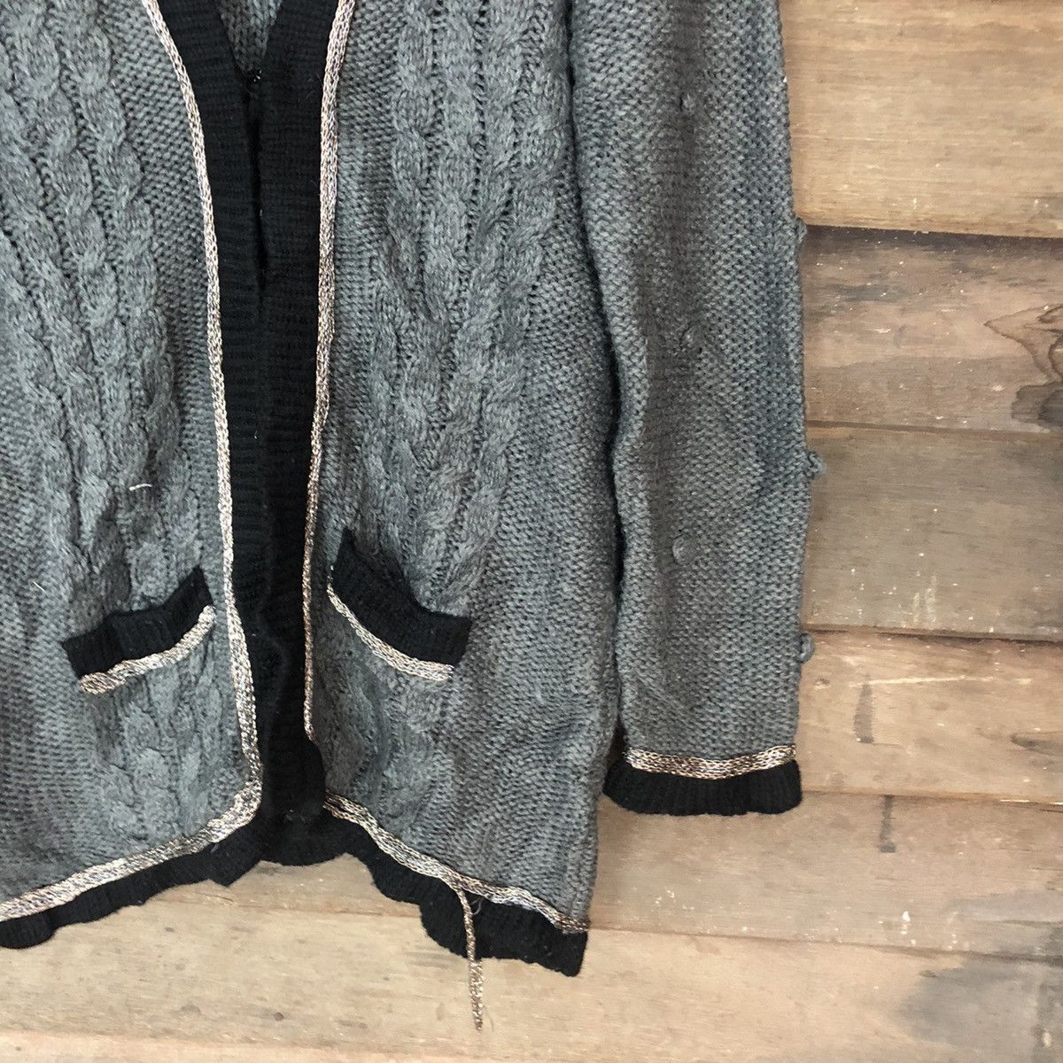 Vintage Free Shop japan knitwear Grey Cardigan #6861 Size US M / EU 48-50 / 2 - 5 Thumbnail