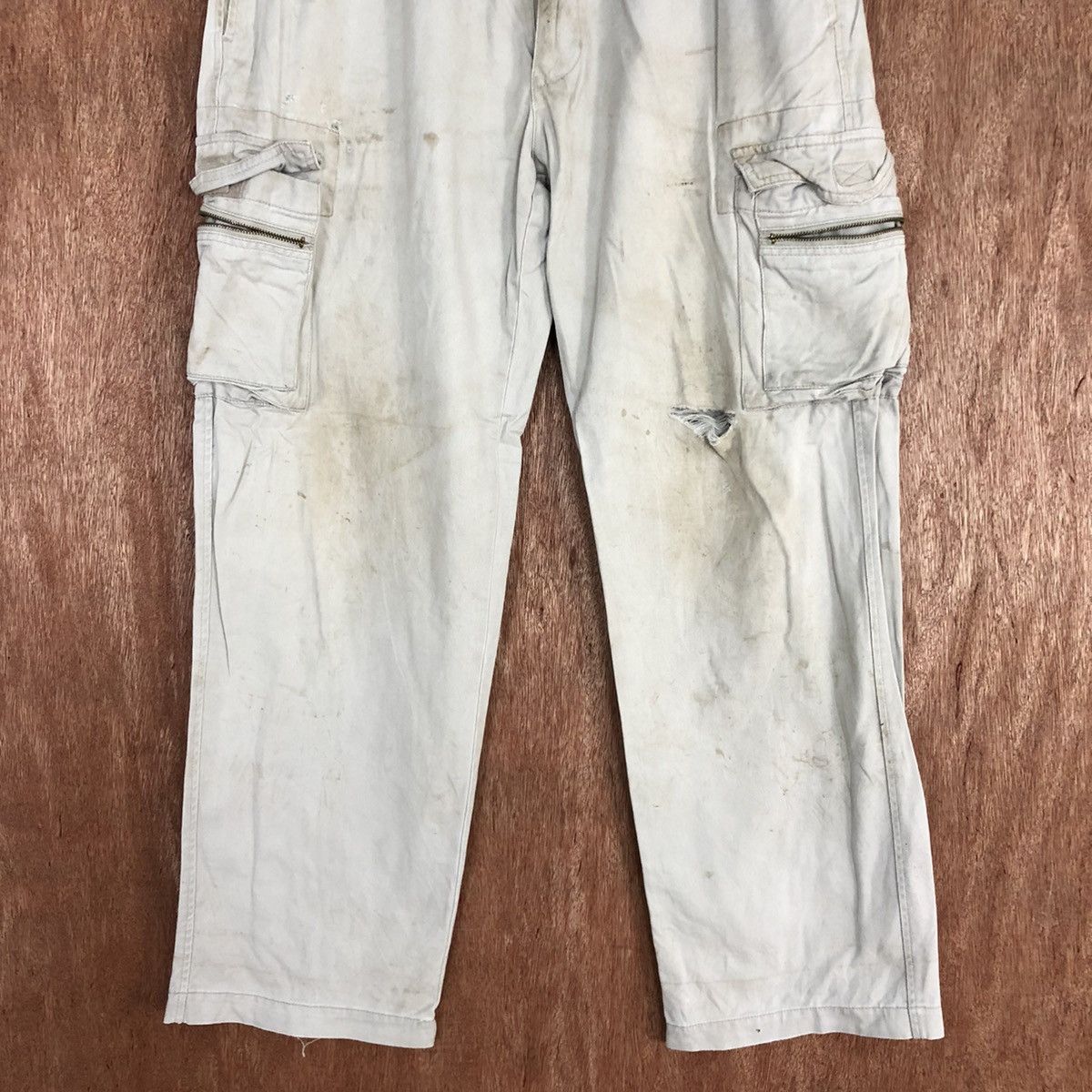 Japanese Brand Eagles White Multipocket thrashed Cargo Pants #H342 Size US 30 / EU 46 - 3 Thumbnail
