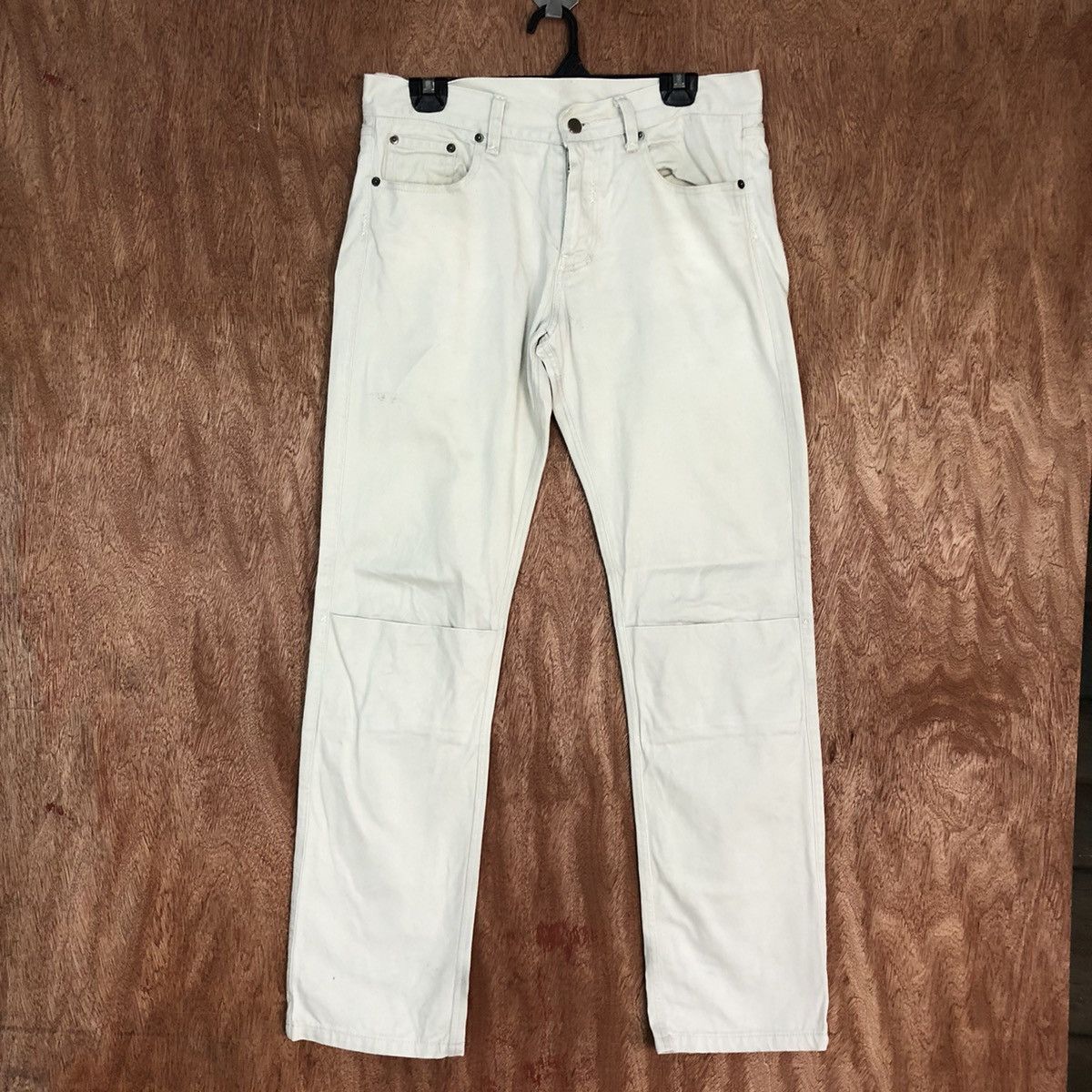 Japanese Brand Japan White double knee cargo Straight Pants #H341 Size US 32 / EU 48 - 1 Thumbnail