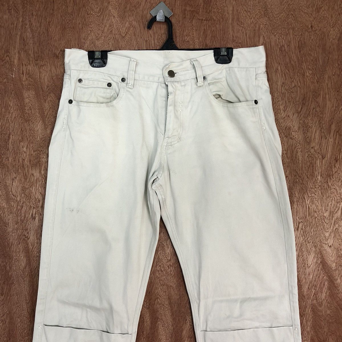 Japanese Brand Japan White double knee cargo Straight Pants #H341 Size US 32 / EU 48 - 2 Thumbnail
