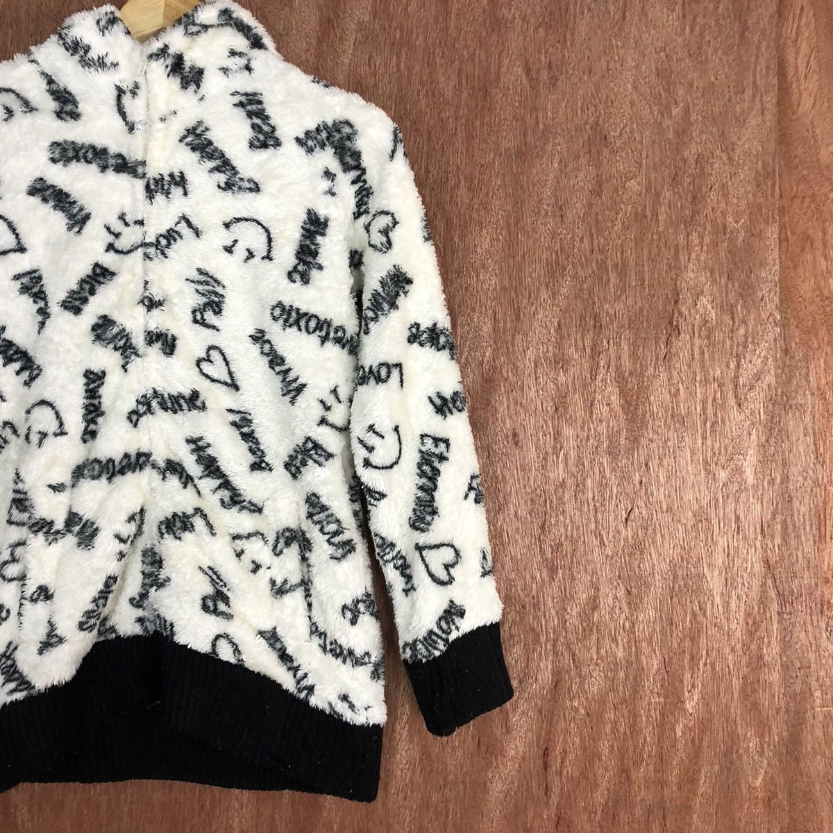 Japanese Brand Love Toxic White Mohair fleece sweater hoodie #H137 Size M / US 6-8 / IT 42-44 - 5 Thumbnail