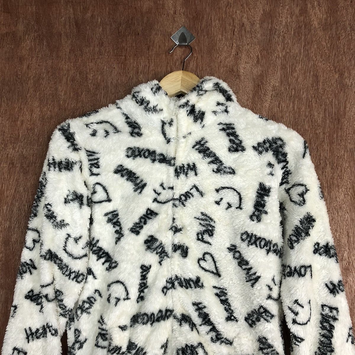 Japanese Brand Love Toxic White Mohair fleece sweater hoodie #H137 Size M / US 6-8 / IT 42-44 - 2 Thumbnail