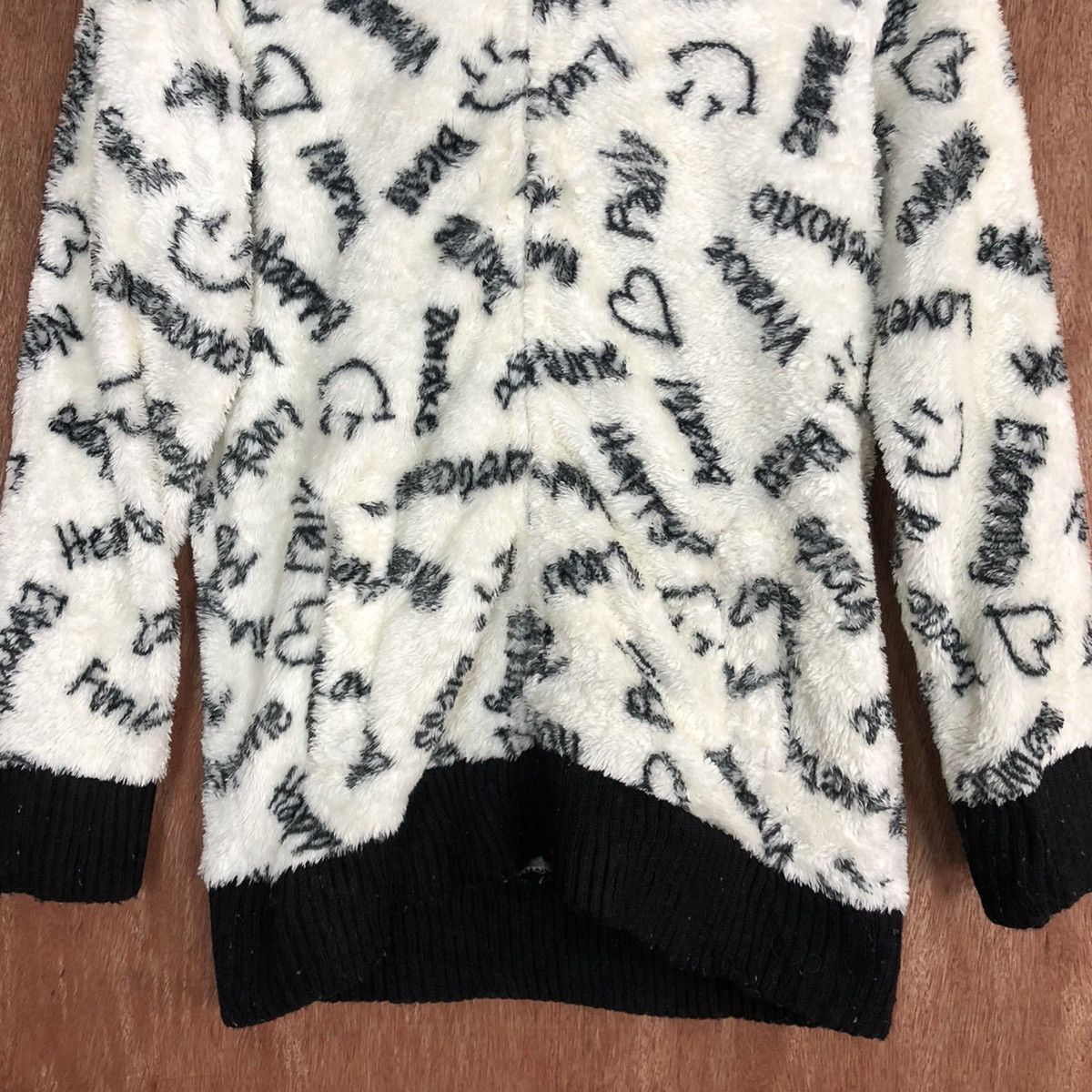 Japanese Brand Love Toxic White Mohair fleece sweater hoodie #H137 Size M / US 6-8 / IT 42-44 - 8 Thumbnail