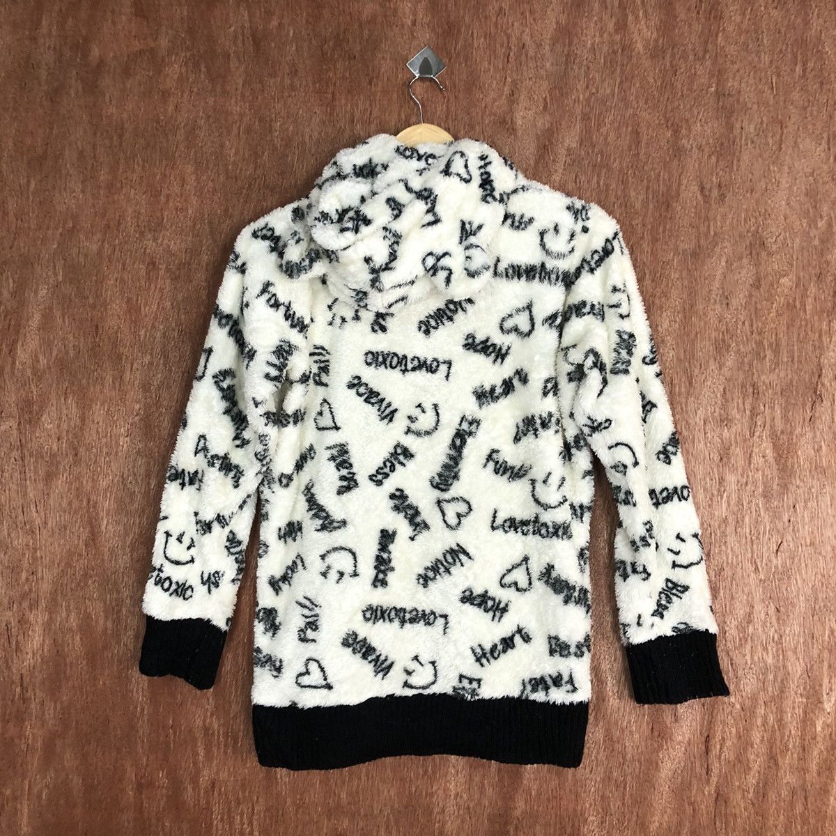 Japanese Brand Love Toxic White Mohair fleece sweater hoodie #H137 Size M / US 6-8 / IT 42-44 - 11 Thumbnail