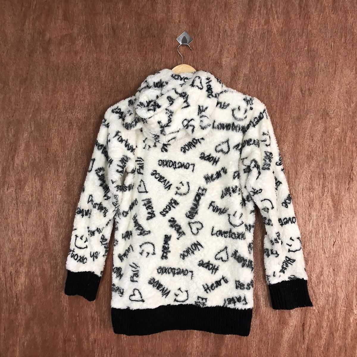 Japanese Brand Love Toxic White Mohair fleece sweater hoodie #H137 Size M / US 6-8 / IT 42-44 - 13 Thumbnail