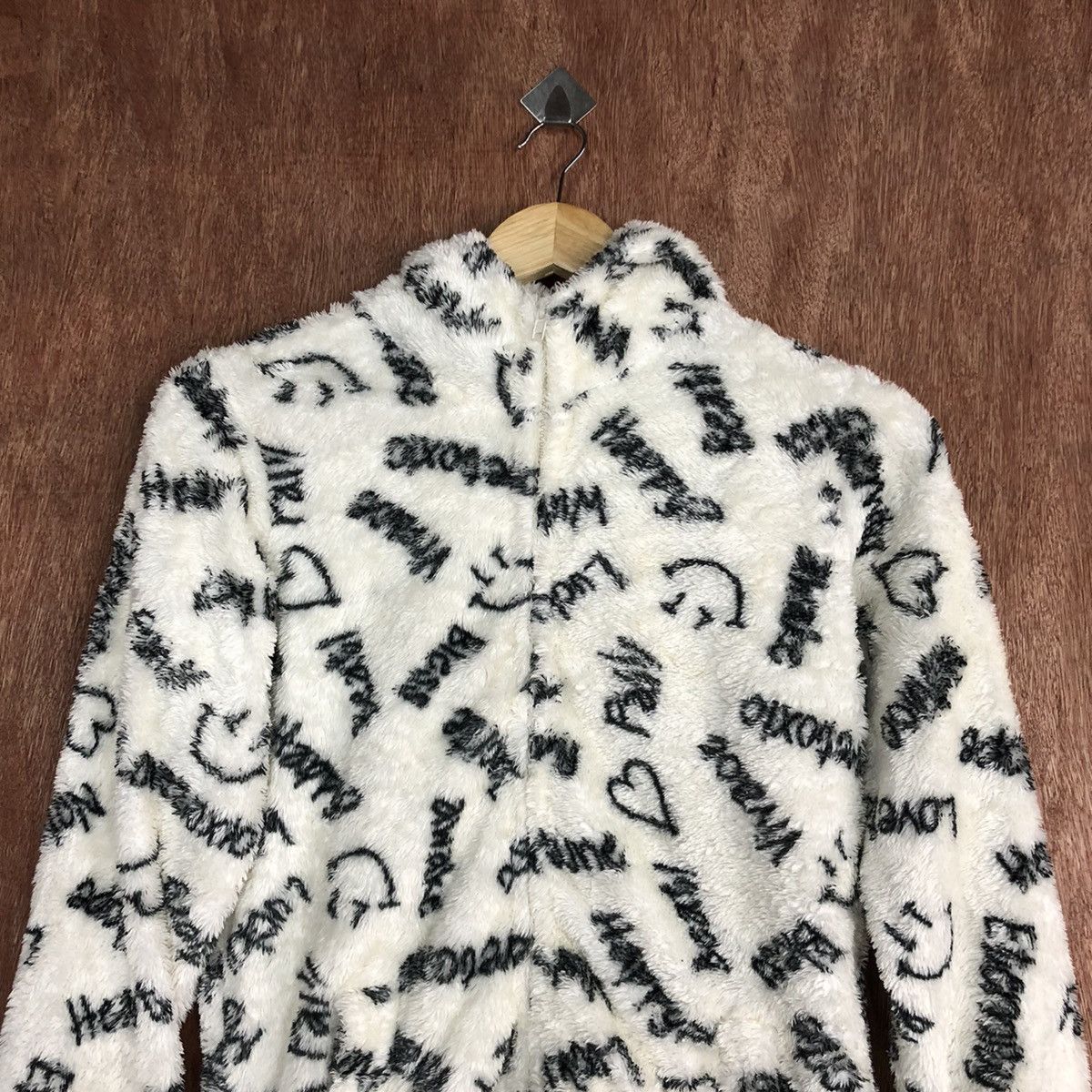 Japanese Brand Love Toxic White Mohair fleece sweater hoodie #H137 Size M / US 6-8 / IT 42-44 - 9 Thumbnail