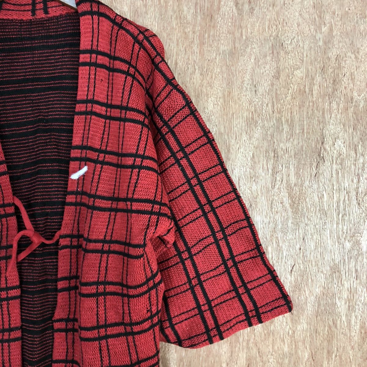 Homespun Knitwear Japan Red checkered Knit vintage cardigan Kimono #H112 Size US L / EU 52-54 / 3 - 5 Thumbnail