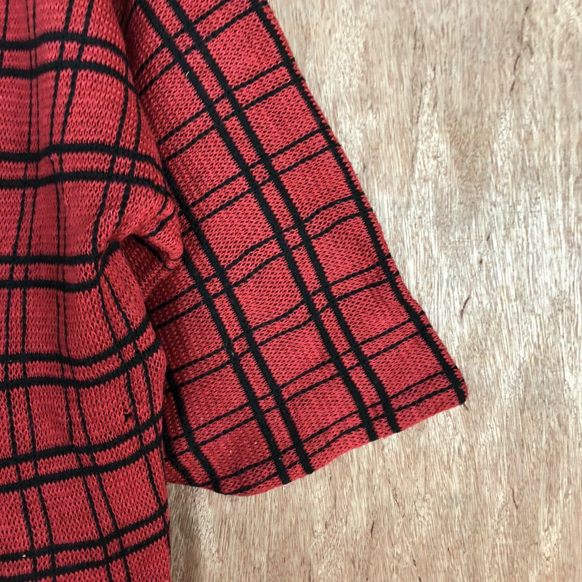 Homespun Knitwear Japan Red checkered Knit vintage cardigan Kimono #H112 Size US L / EU 52-54 / 3 - 4 Thumbnail