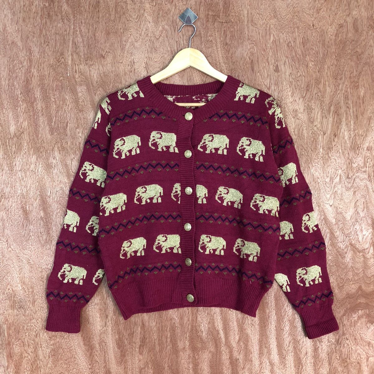Homespun Knitwear Japan elephant art cardigan vintage Knitwear #H105 Size US S / EU 44-46 / 1 - 3 Thumbnail