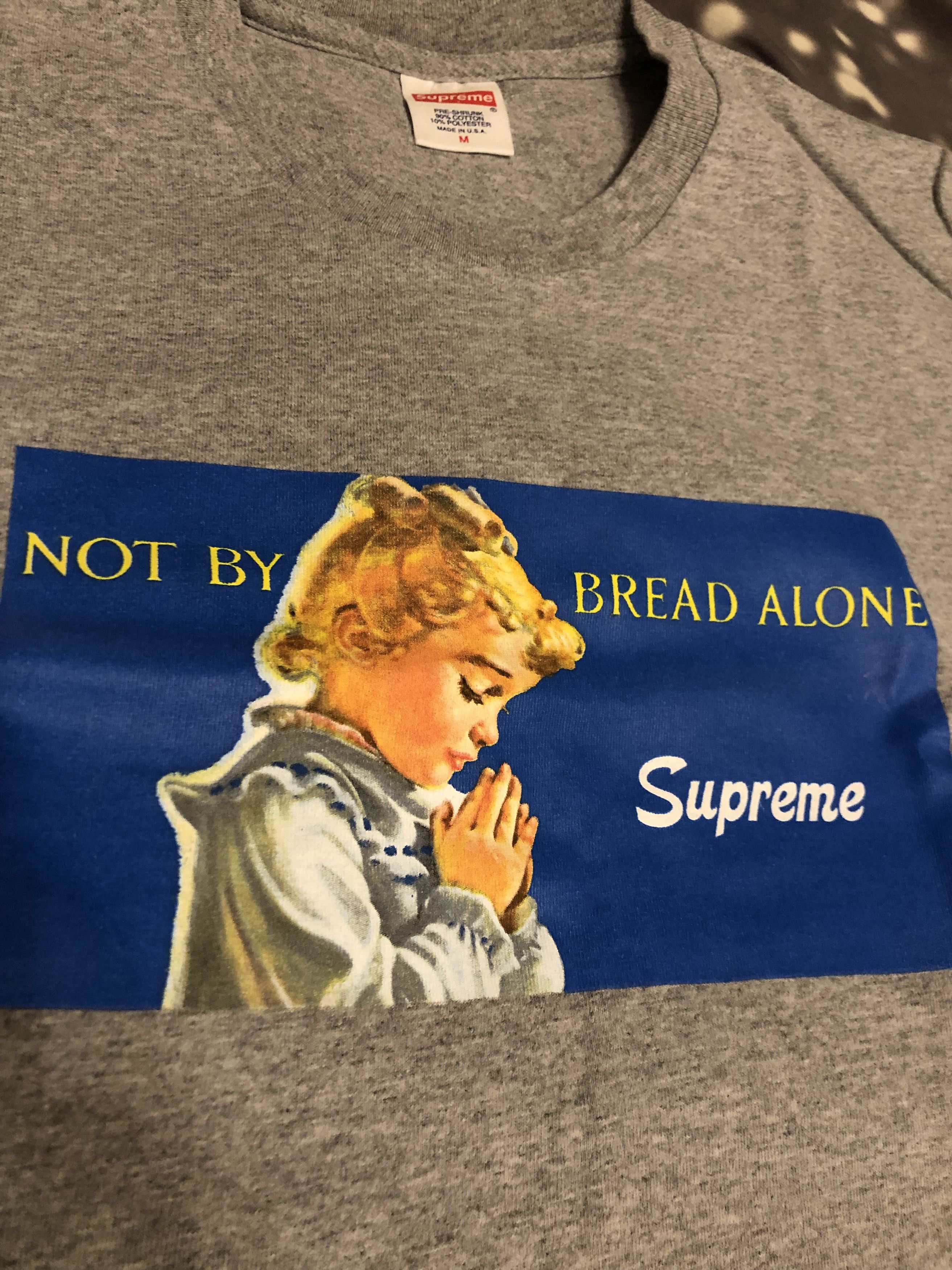Supreme Bread Alone Tee Grey Medium Size US M / EU 48-50 / 2 - 2 Thumbnail