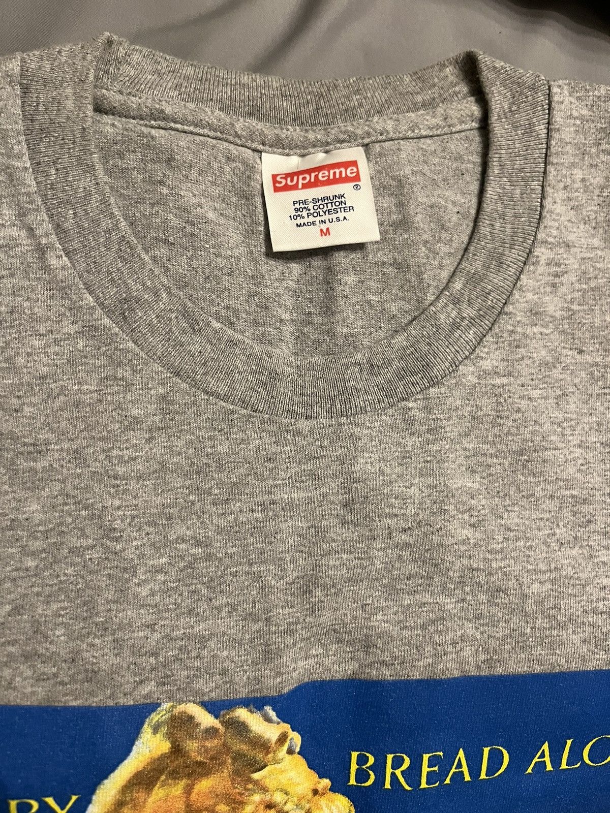 Supreme Bread Alone Tee Grey Medium Size US M / EU 48-50 / 2 - 3 Thumbnail