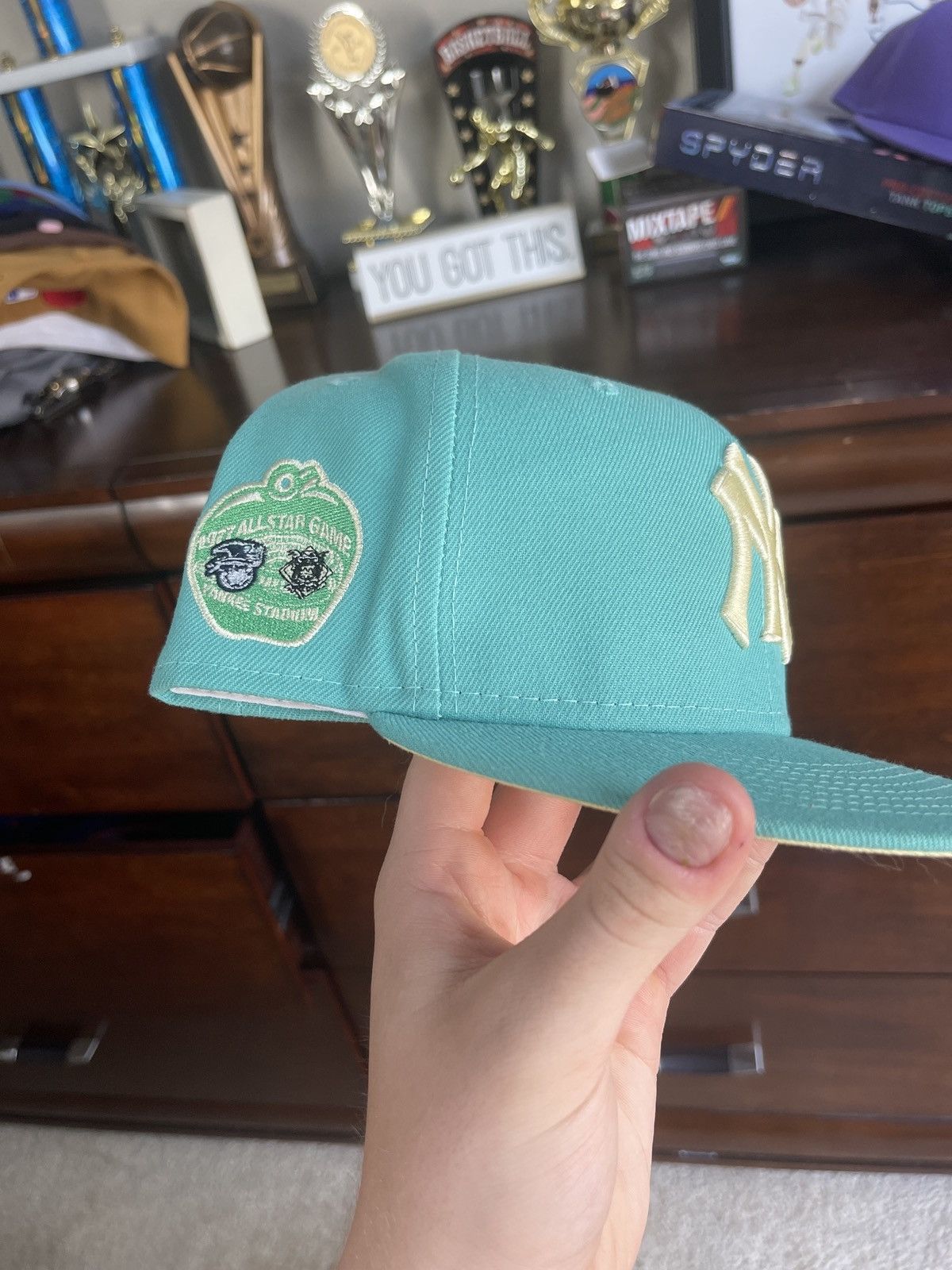 New Era Yankees Turquoise Fitted w banana yellow under brim Grailed