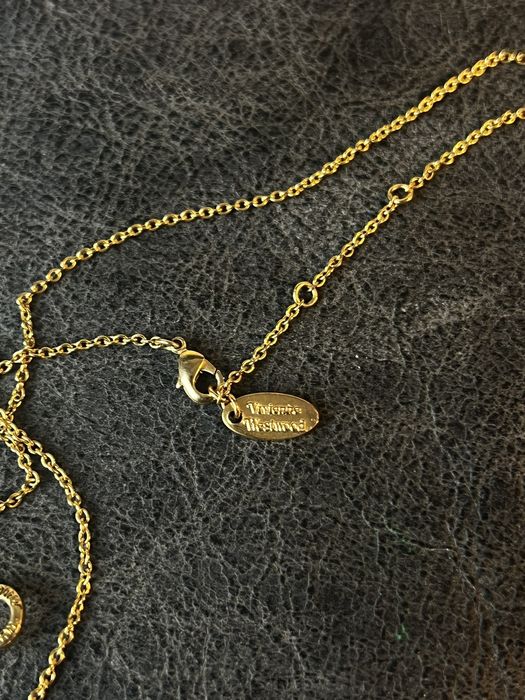 Vivienne Westwood Gold Swarovski paper clip necklace Grailed
