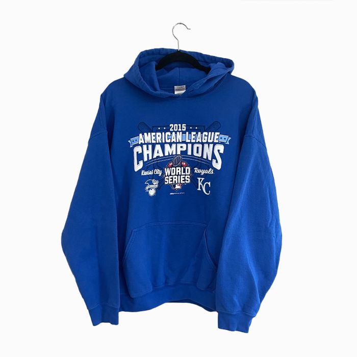 MLB Gildan Kansas City Royals AL Champions 2015 Hoodie Blue | Grailed