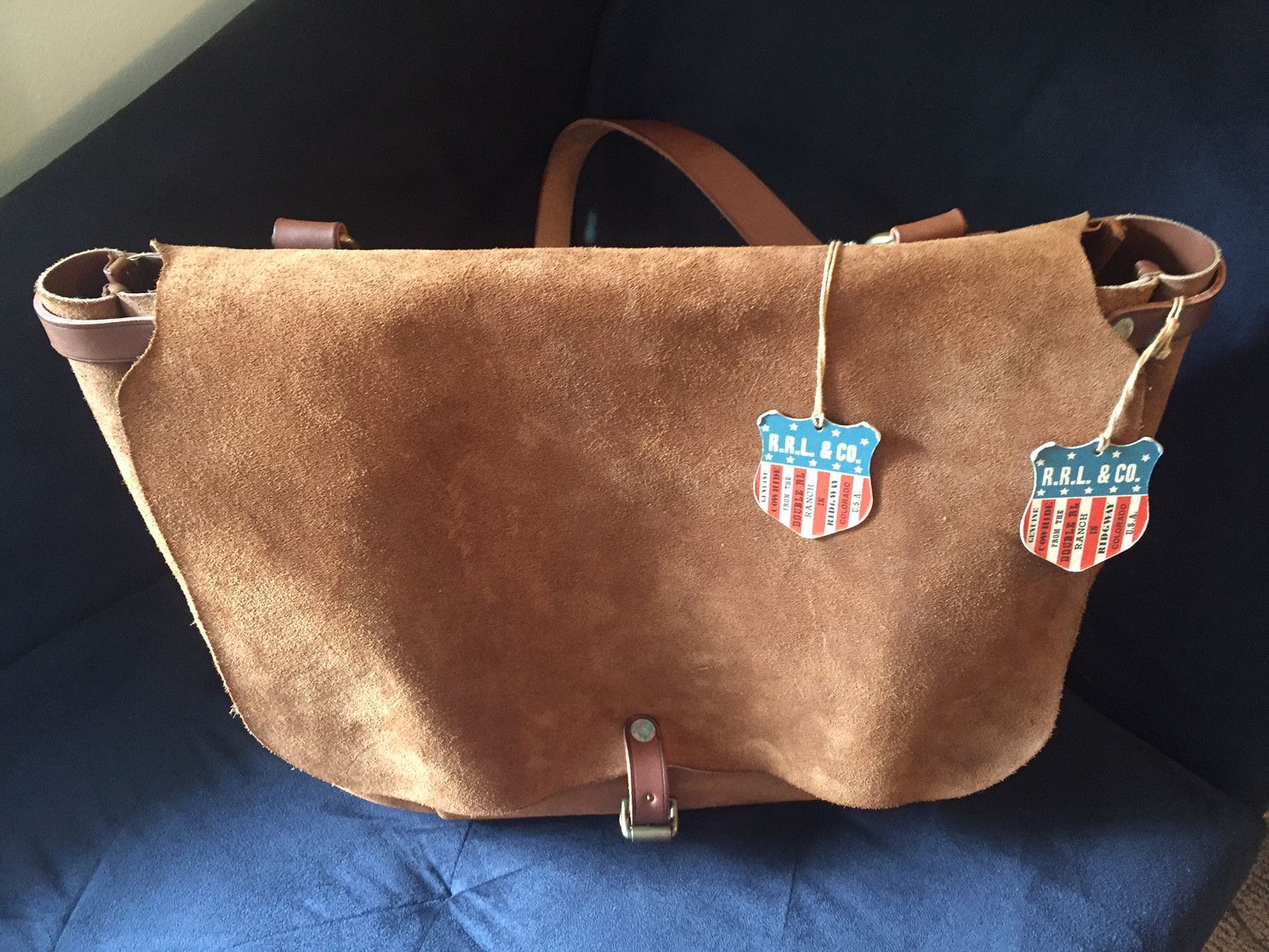 Men's Ralph Lauren Roughout Leather Messenger Bag