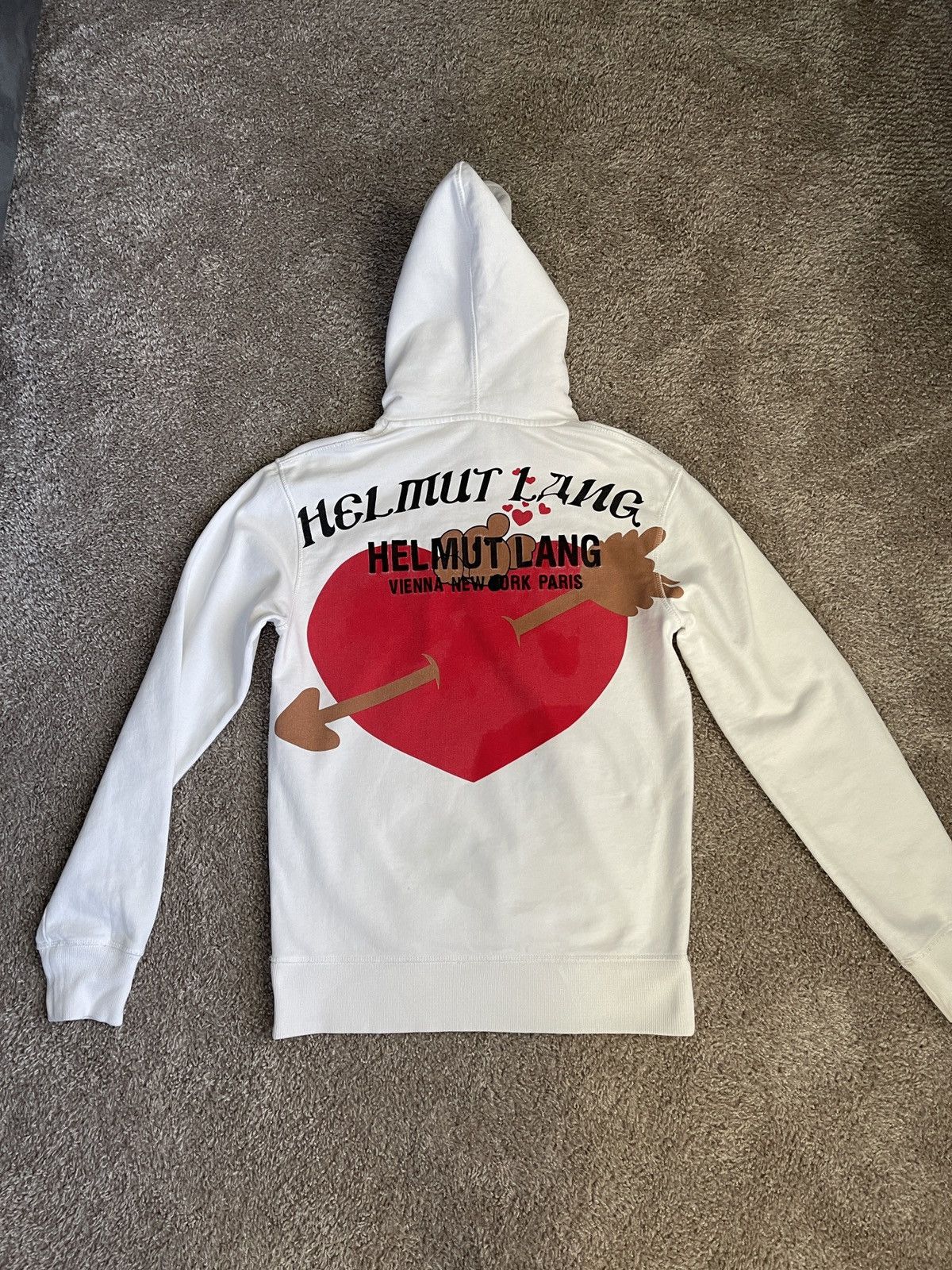 Helmut Lang Helmut lang teddy bear red heart hoodie Grailed