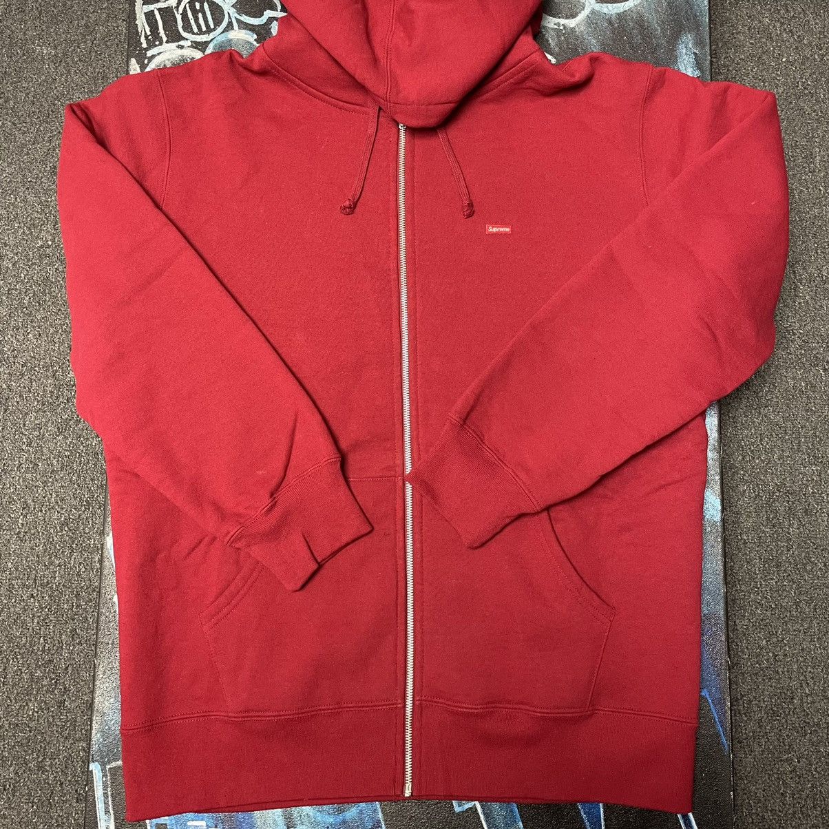 Red supreme zip up hoodie online