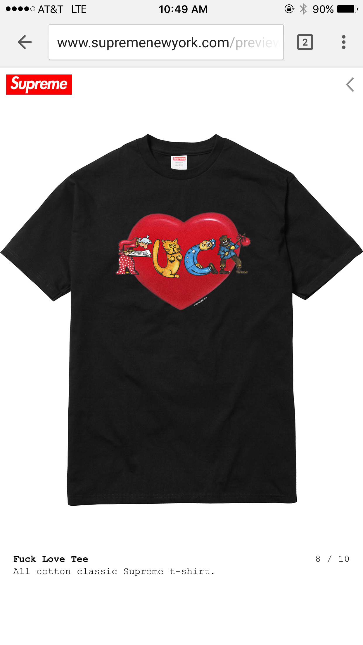 Supreme Fuck Love Tee | Grailed