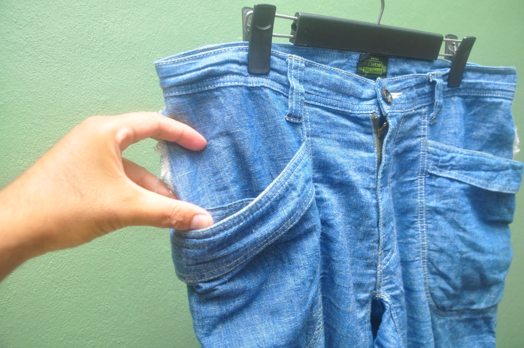 Japanese Brand × Vintage GoHemp Made In Japan Short Pant Yellow Division Co. Ltd Size US 35 - 5 Thumbnail