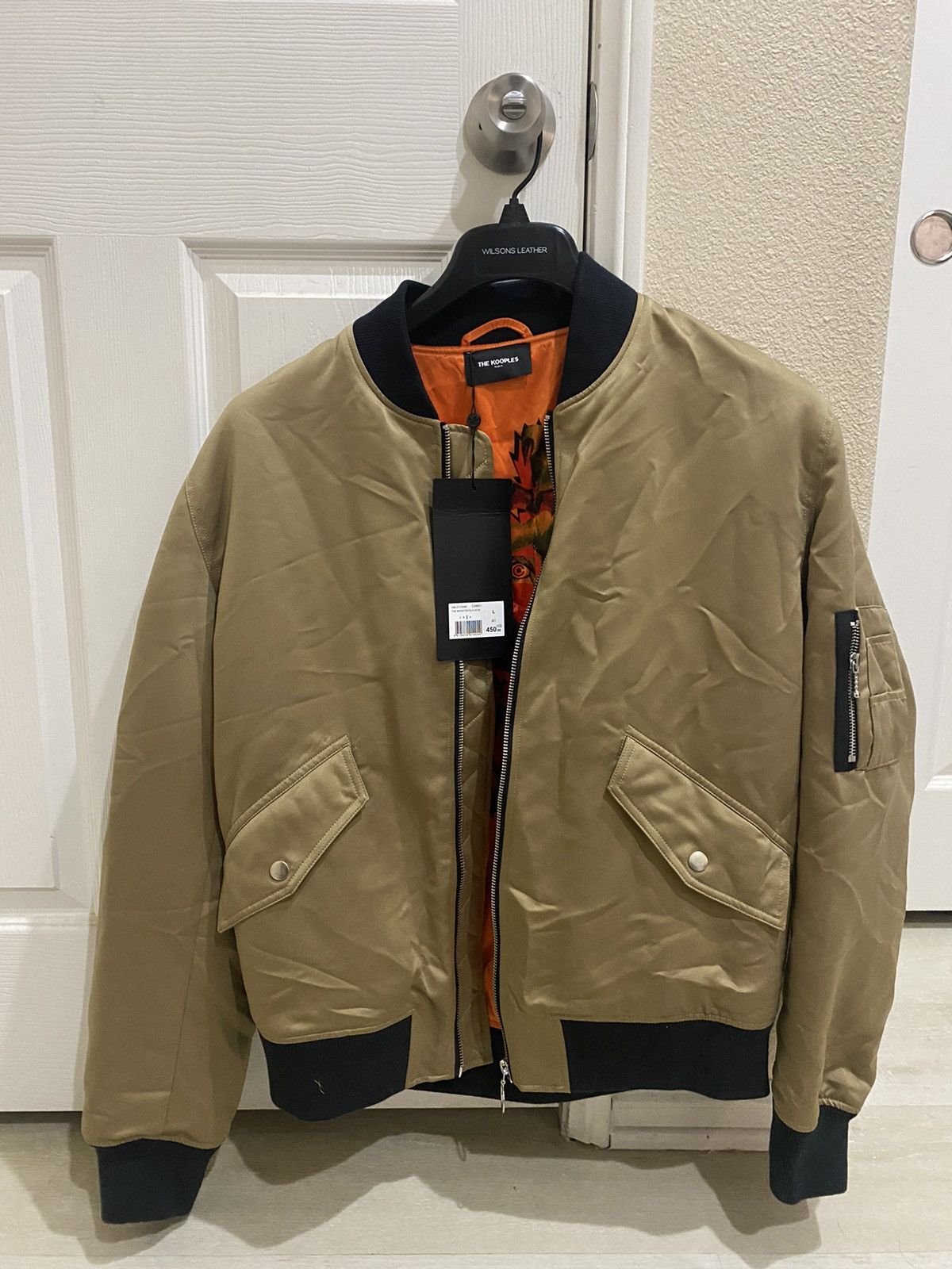 The Kooples The Kooples Beige Satin Varsity Jacket Size US L / EU 52-54 / 3 - 3 Thumbnail