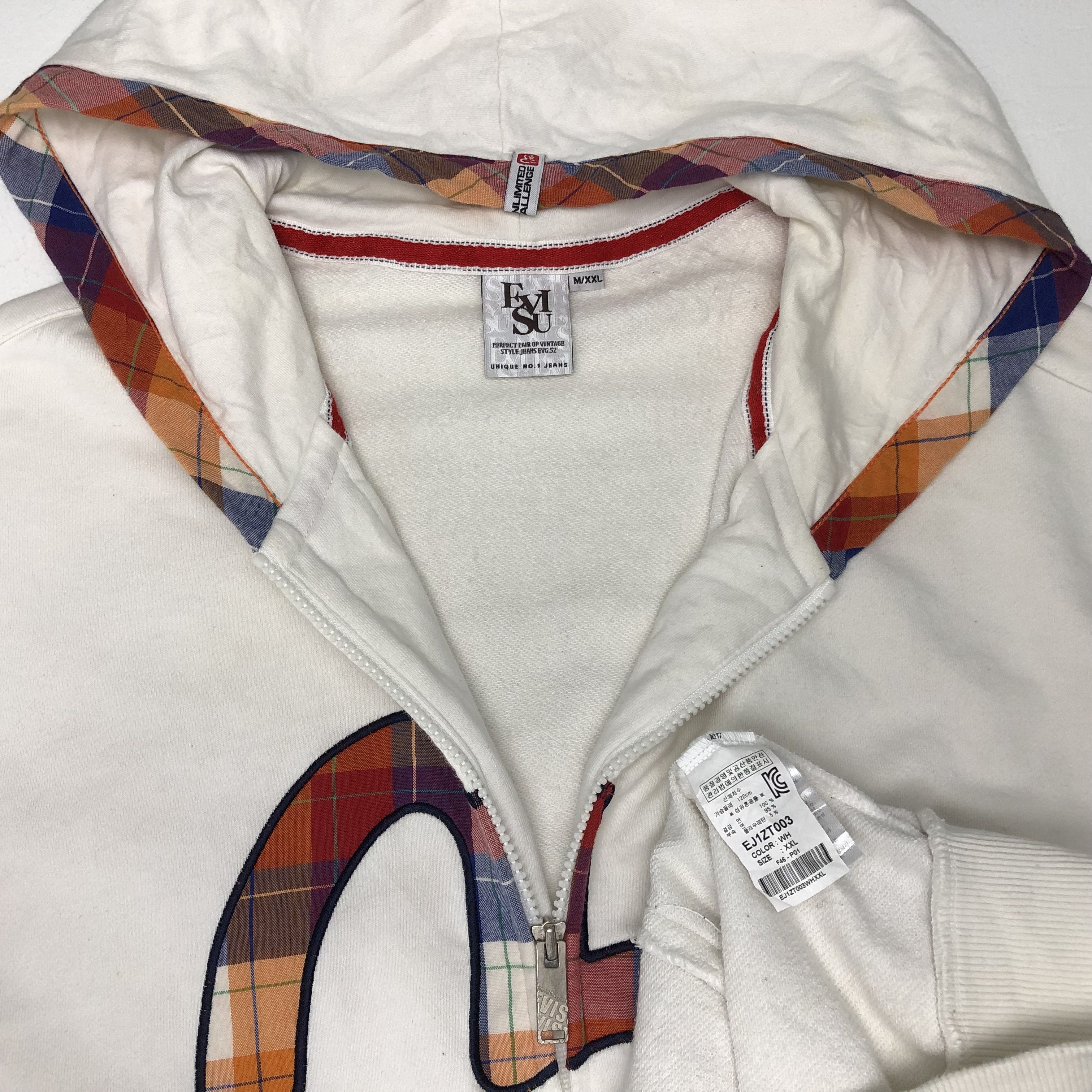 Japanese Brand × Vintage Vintage Evisu Genes Patchwork Big Logo Jacket With Hoodie Size US L / EU 52-54 / 3 - 4 Thumbnail