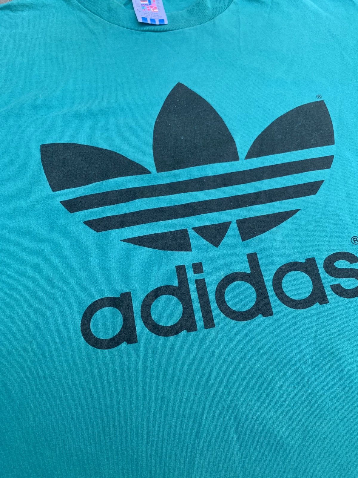 Adidas × Vintage Vintage ADIDAS Big Logo Shirt Made In USA Size US L / EU 52-54 / 3 - 4 Thumbnail