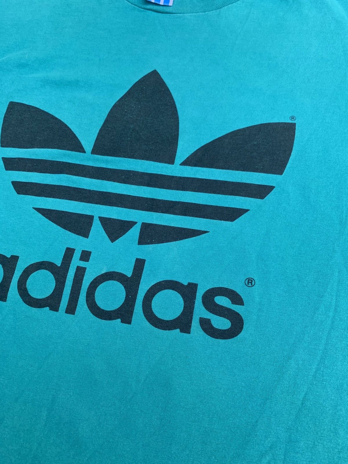 Adidas × Vintage Vintage ADIDAS Big Logo Shirt Made In USA Size US L / EU 52-54 / 3 - 3 Thumbnail