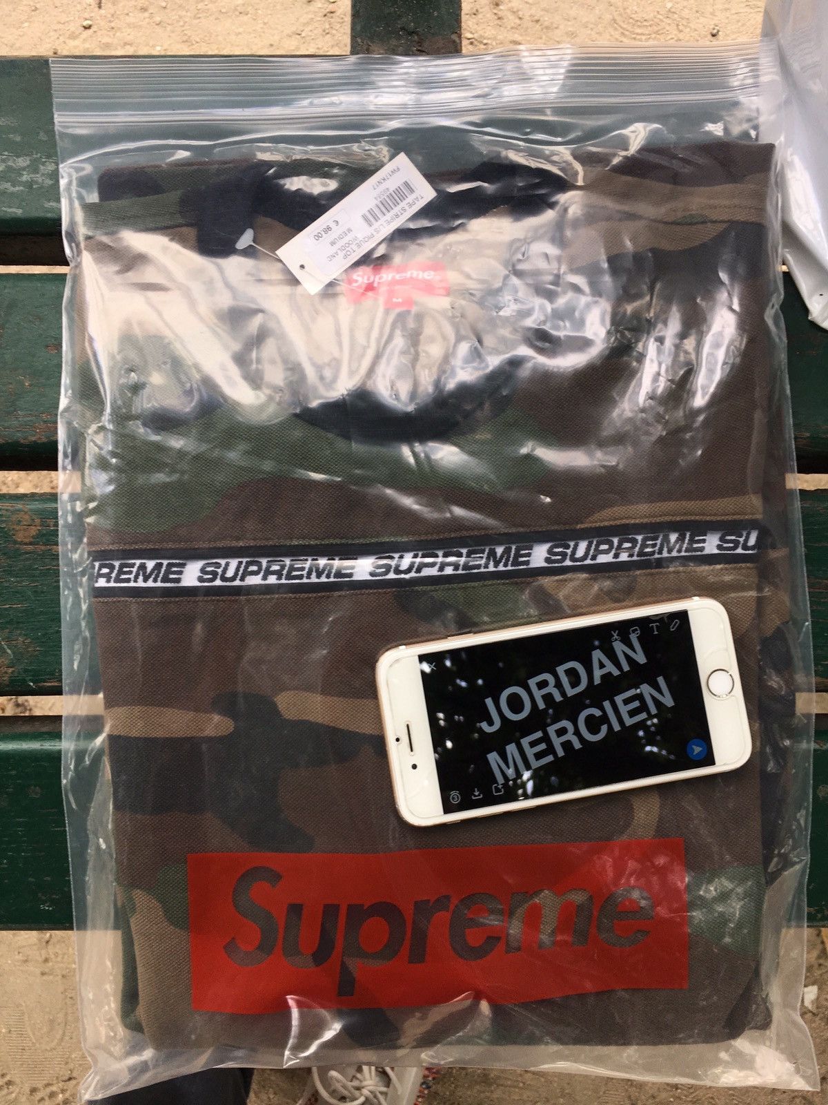 新品未使用 Supreme Tape Stripe L/S Pique Top Supreme Tape Stripe L S Pique Top (FW17) - $98