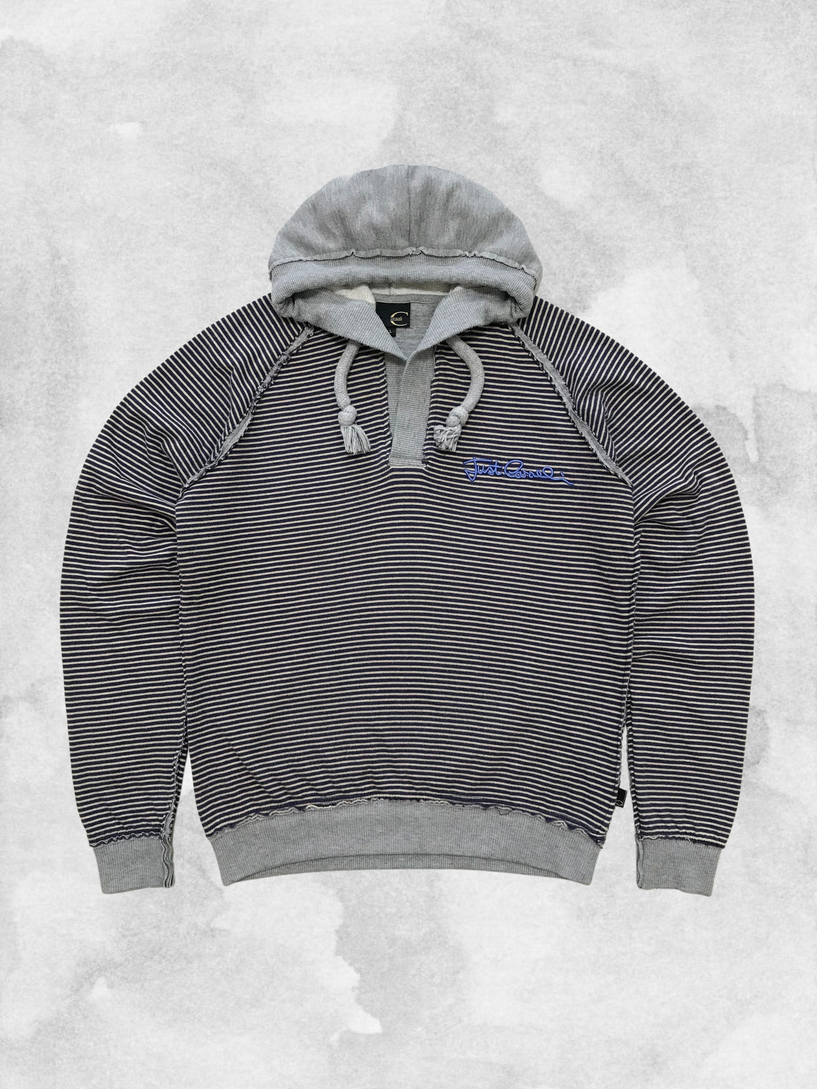 Just Cavalli JUST CAVALLI Roberto Hoodie Striped Hoody Gray Men's Size US L / EU 52-54 / 3 - 1 Thumbnail