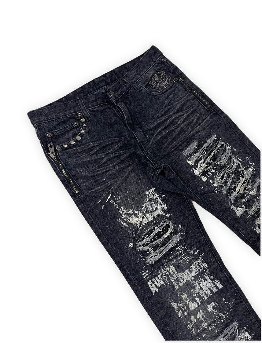 If Six Was Nine × Le Grande Bleu (L.G.B.) × Seditionaries Berning Sho Punkers Distressed Black Denim Size US 30 / EU 46 - 4 Thumbnail