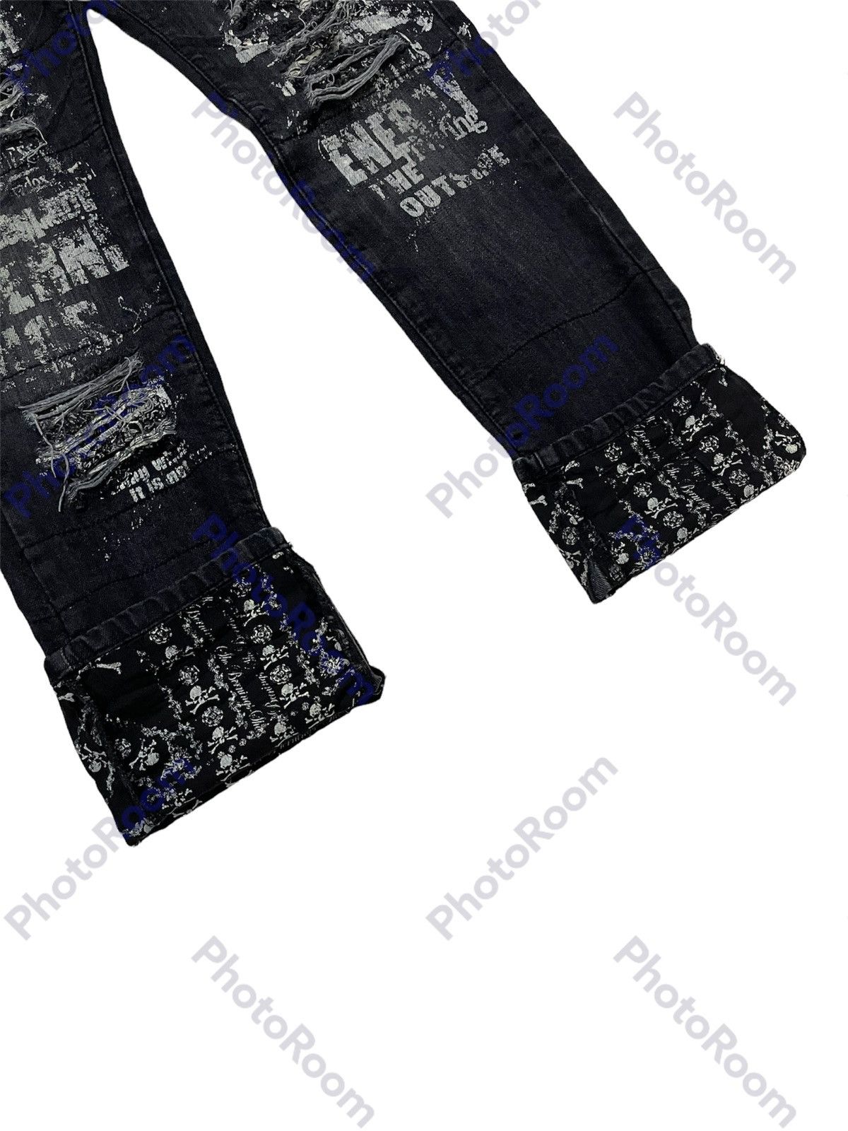 If Six Was Nine × Le Grande Bleu (L.G.B.) × Seditionaries Berning Sho Punkers Distressed Black Denim Size US 30 / EU 46 - 7 Thumbnail