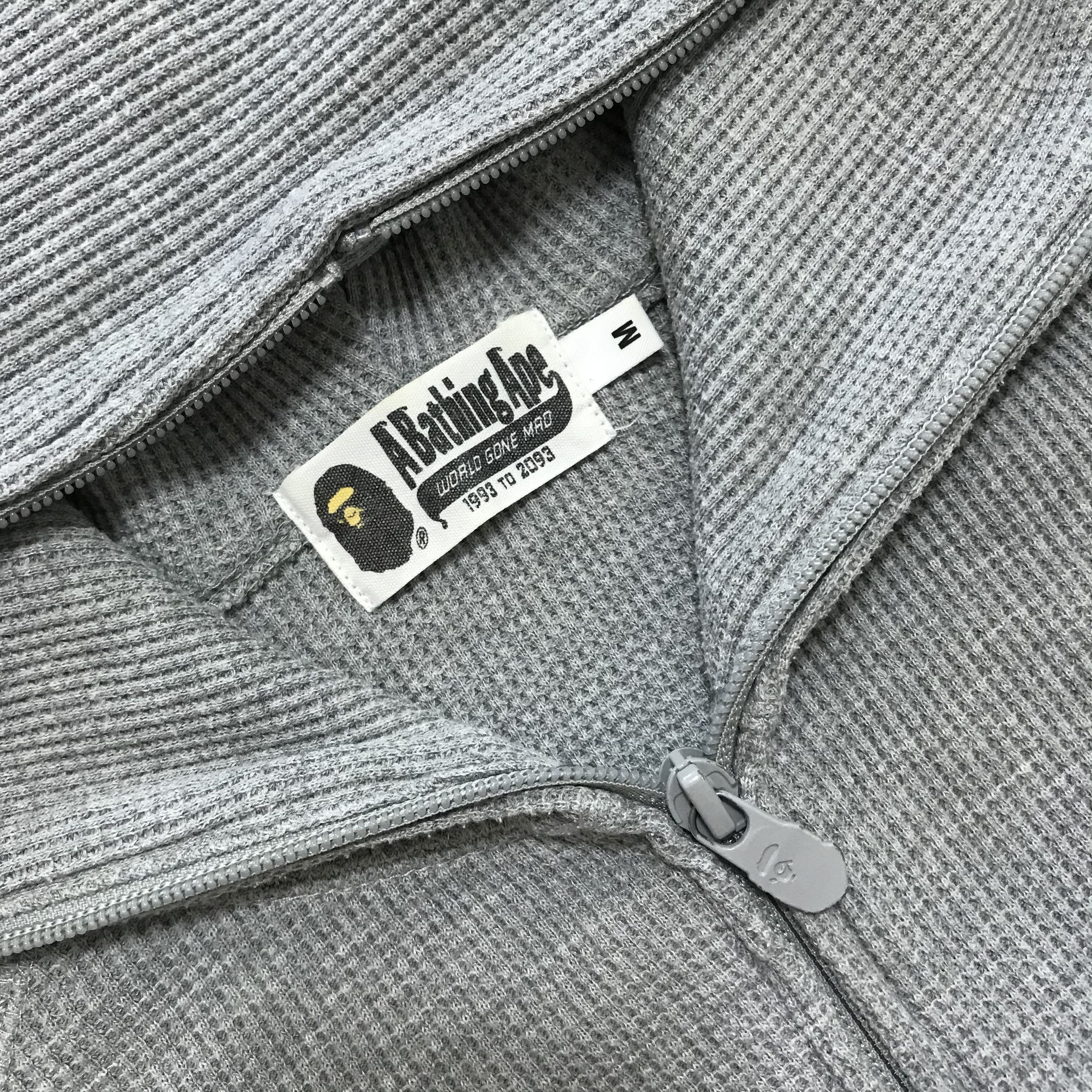 Bape BAPE A BATHING APE Waffle Hoodie Full Zip Thermal Head Gray Size US M / EU 48-50 / 2 - 4 Thumbnail