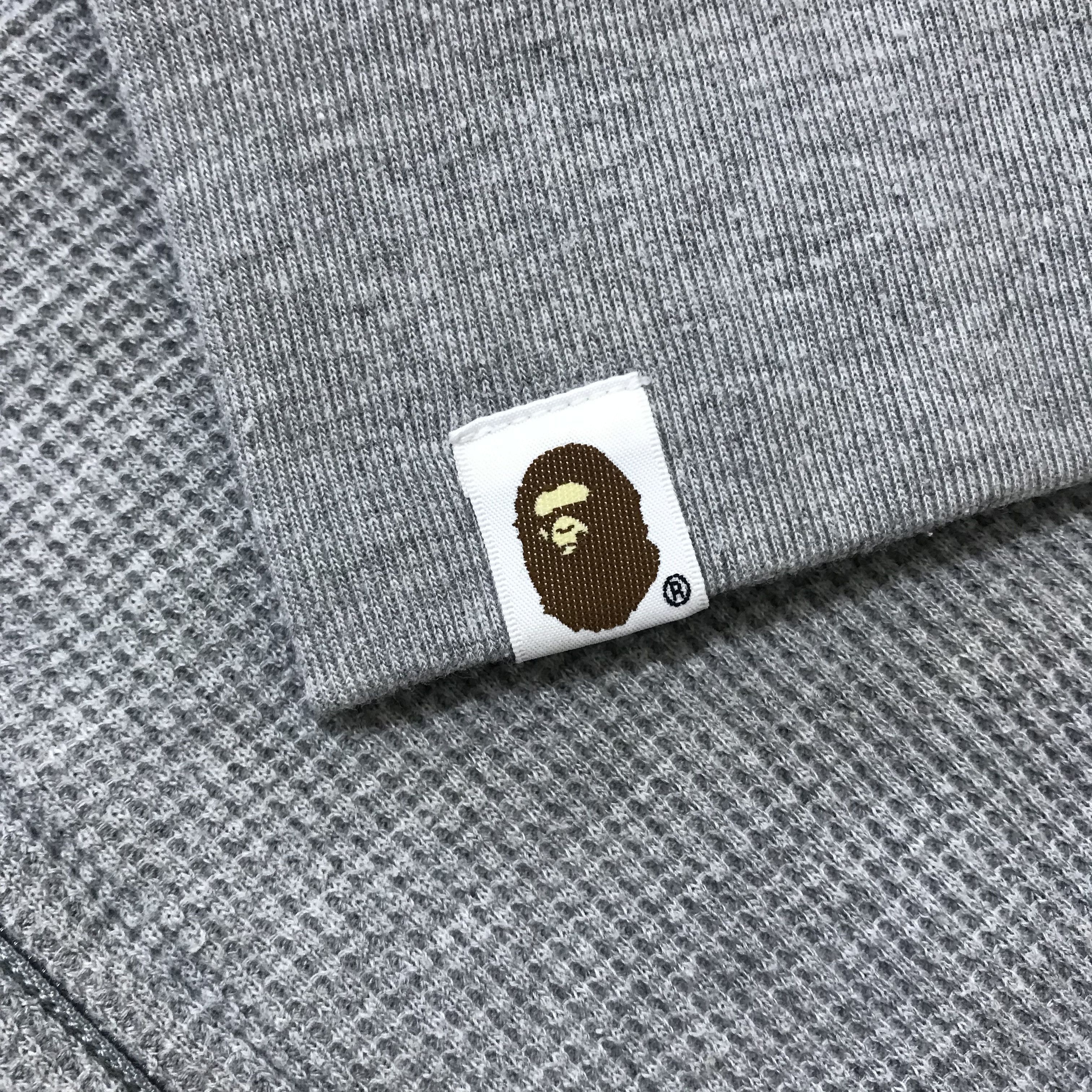 Bape BAPE A BATHING APE Waffle Hoodie Full Zip Thermal Head Gray Size US M / EU 48-50 / 2 - 7 Thumbnail
