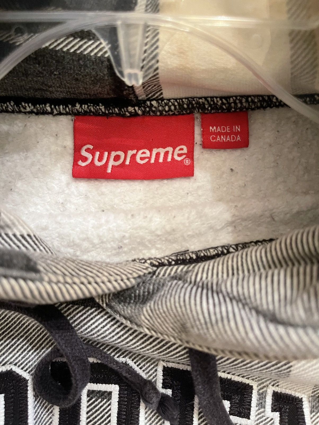 Supreme Supreme Arc Logo Plaid Sweatshirt Hoodie White / Black FW14 |  Grailed