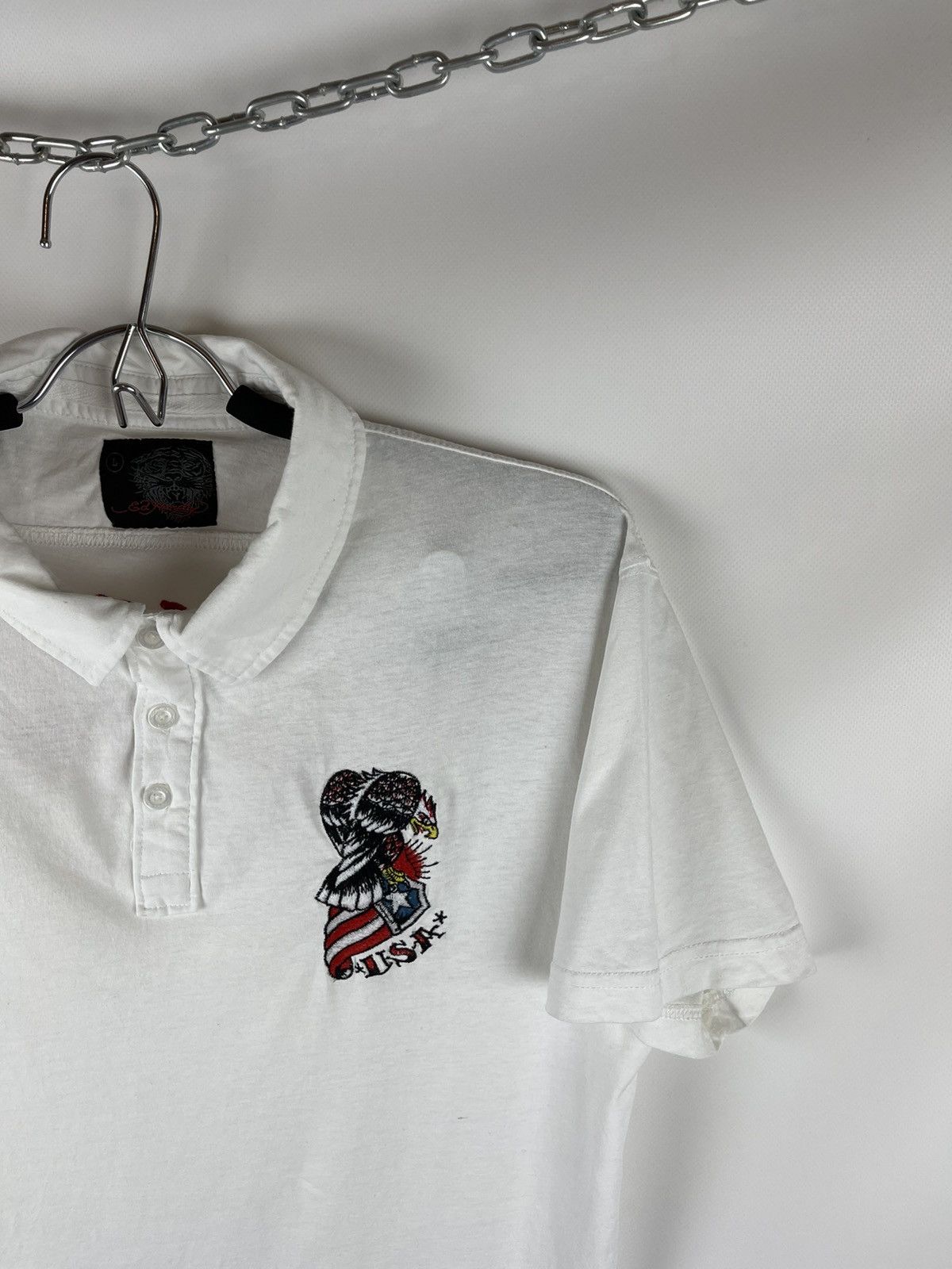 Christian Audigier Ed Hardy by Christian Audigier USA eagle big logo polo tee Size US L / EU 52-54 / 3 - 3 Thumbnail