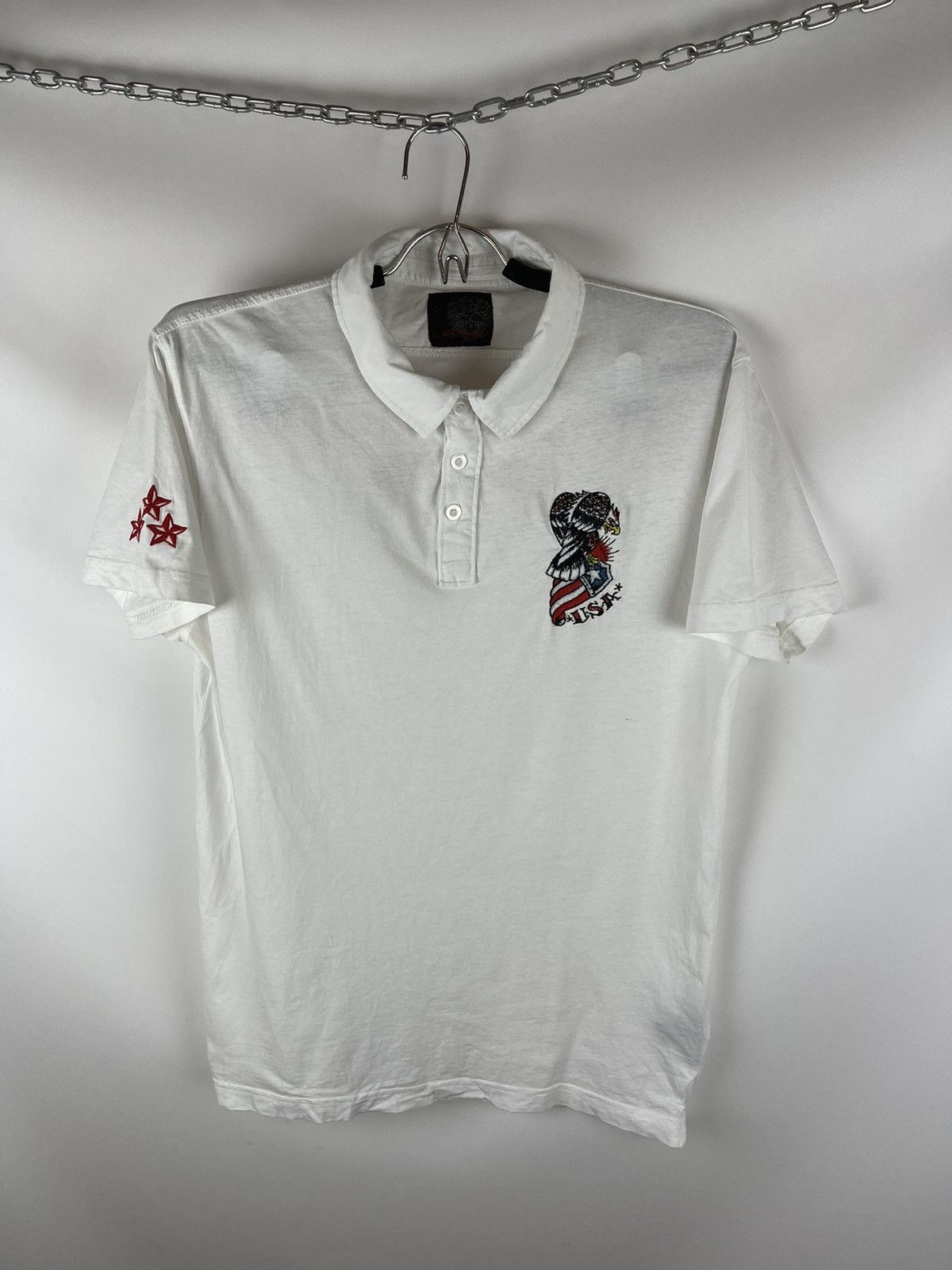 Christian Audigier Ed Hardy by Christian Audigier USA eagle big logo polo tee Size US L / EU 52-54 / 3 - 1 Thumbnail