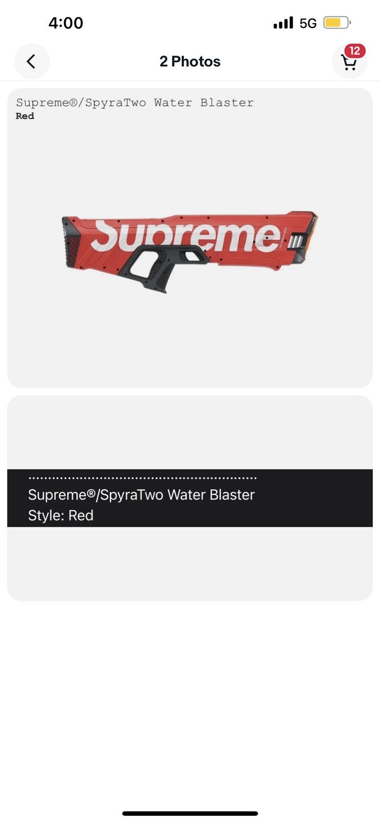 Supreme SpyraTwo Water Blaster Red