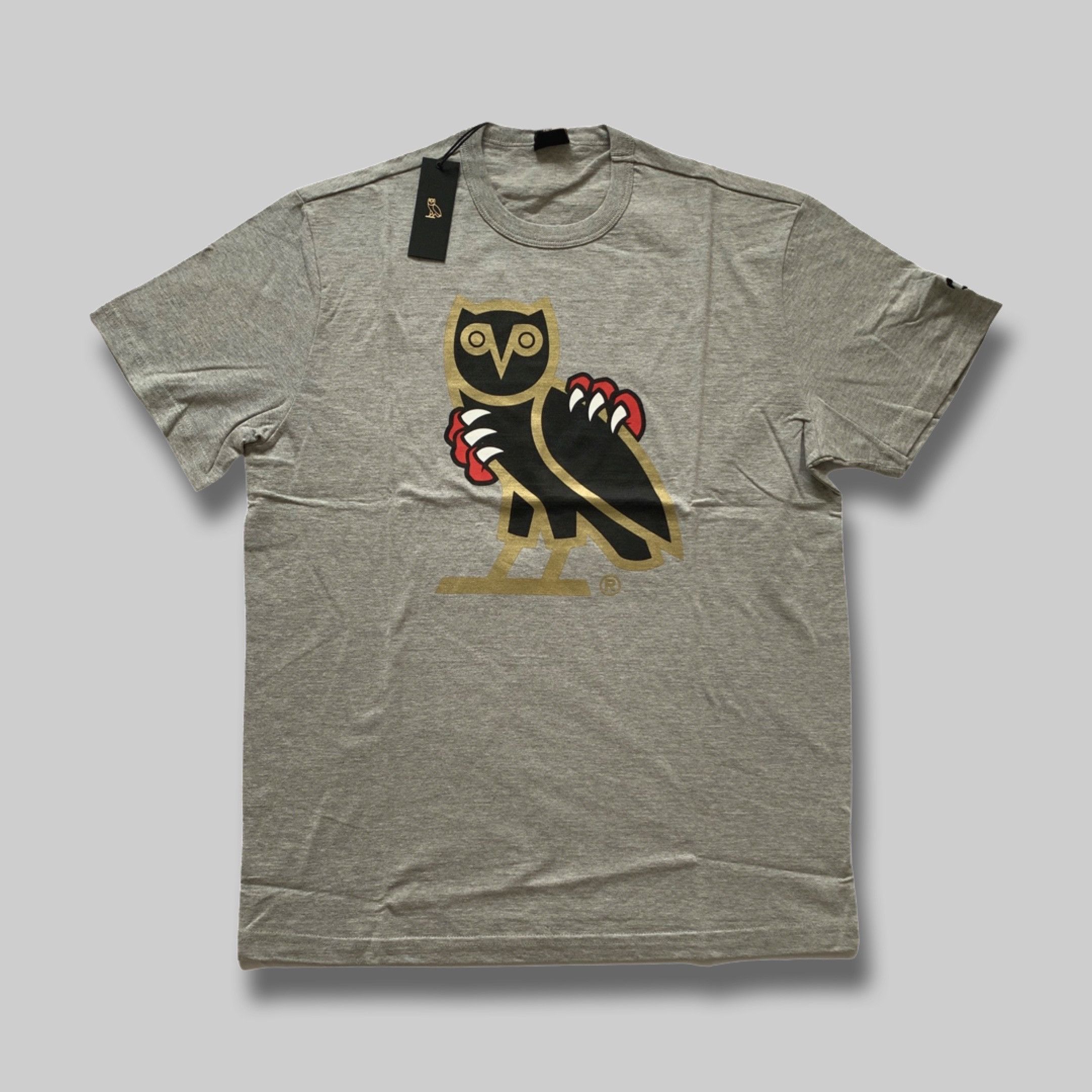🦖🦉OVO X NBA X JURASSIC PARK GREY OG OWL T-SHIRT TEE