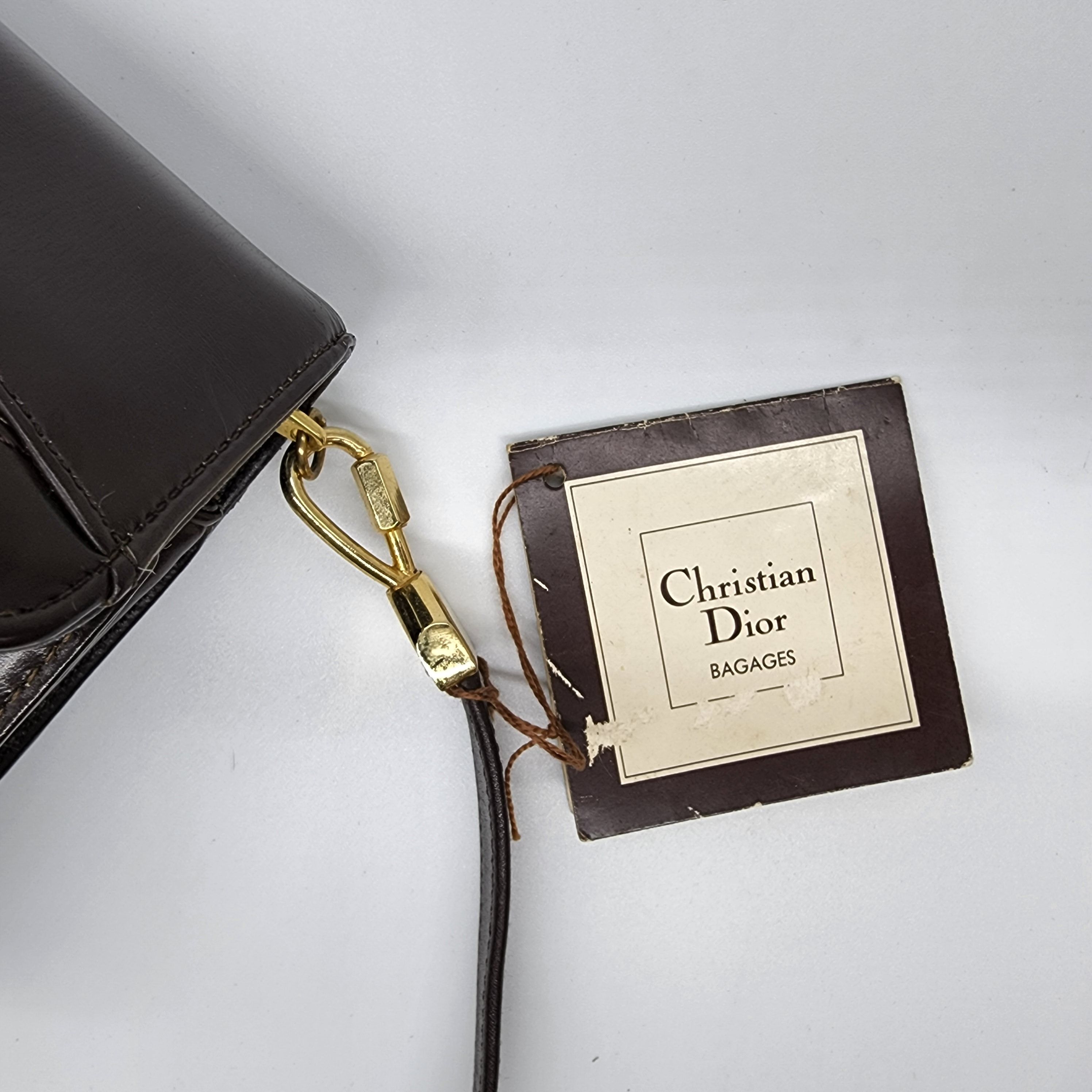 Dior × Vintage Dior - Brown Leather w/ Oblique Detail Shoulder Bag Size ONE SIZE - 10 Thumbnail
