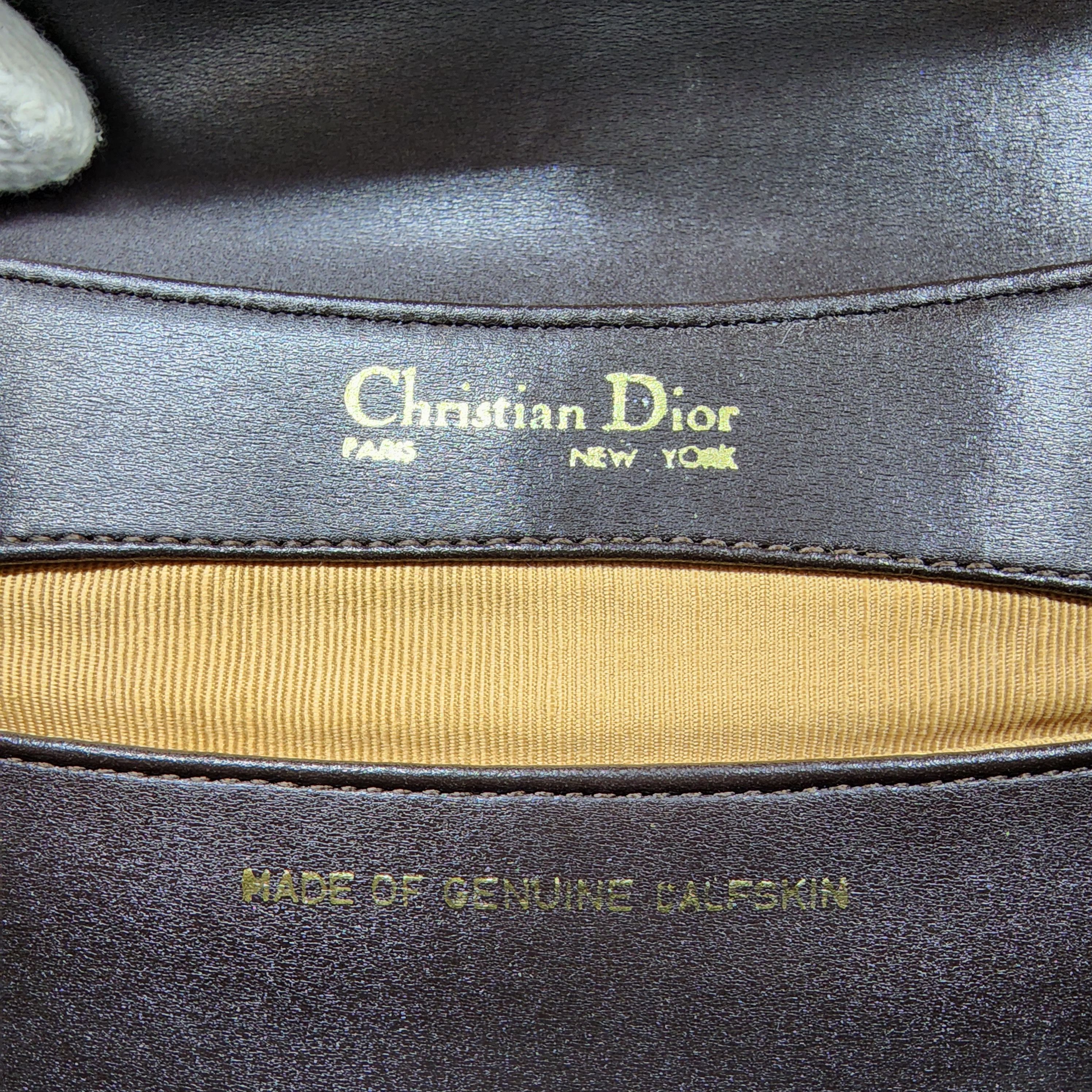 Dior × Vintage Dior - Brown Leather w/ Oblique Detail Shoulder Bag Size ONE SIZE - 11 Thumbnail