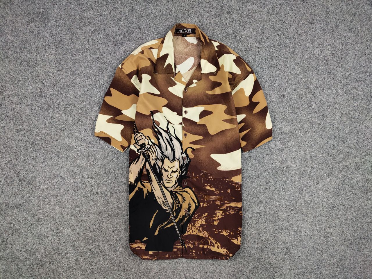 Japanese Brand Vintage 90's Anime Japanese Brown All Print Hawaiian Shirt Size US L / EU 52-54 / 3 - 1 Thumbnail