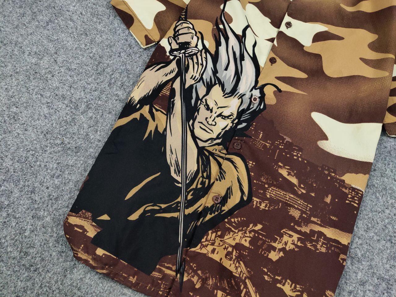 Japanese Brand Vintage 90's Anime Japanese Brown All Print Hawaiian Shirt Size US L / EU 52-54 / 3 - 10 Thumbnail