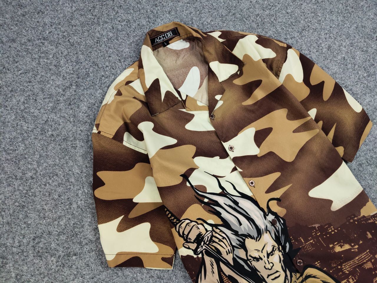 Japanese Brand Vintage 90's Anime Japanese Brown All Print Hawaiian Shirt Size US L / EU 52-54 / 3 - 7 Thumbnail