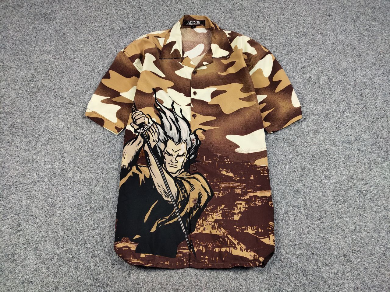 Japanese Brand Vintage 90's Anime Japanese Brown All Print Hawaiian Shirt Size US L / EU 52-54 / 3 - 2 Thumbnail