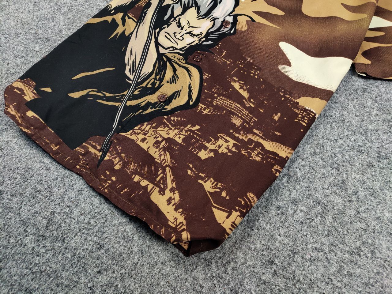Japanese Brand Vintage 90's Anime Japanese Brown All Print Hawaiian Shirt Size US L / EU 52-54 / 3 - 5 Thumbnail