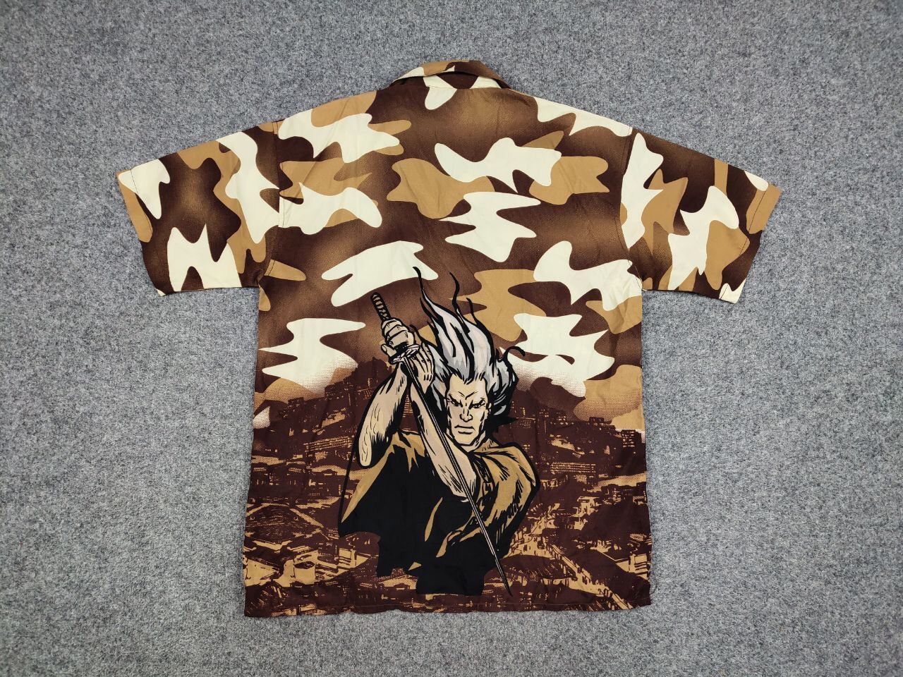 Japanese Brand Vintage 90's Anime Japanese Brown All Print Hawaiian Shirt Size US L / EU 52-54 / 3 - 14 Thumbnail
