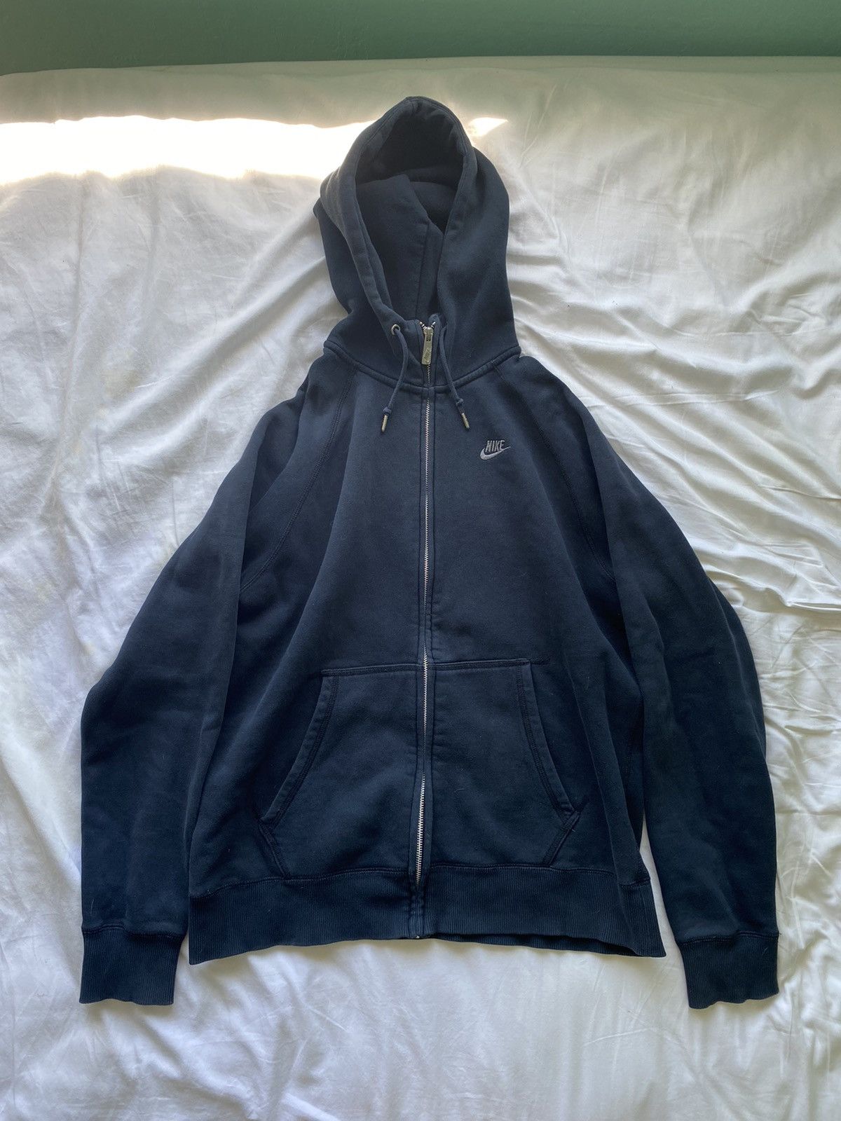 Nike × Vintage Black Nike Zip Up Silver Tag Hoodie Size US L / EU 52-54 / 3 - 8 Thumbnail